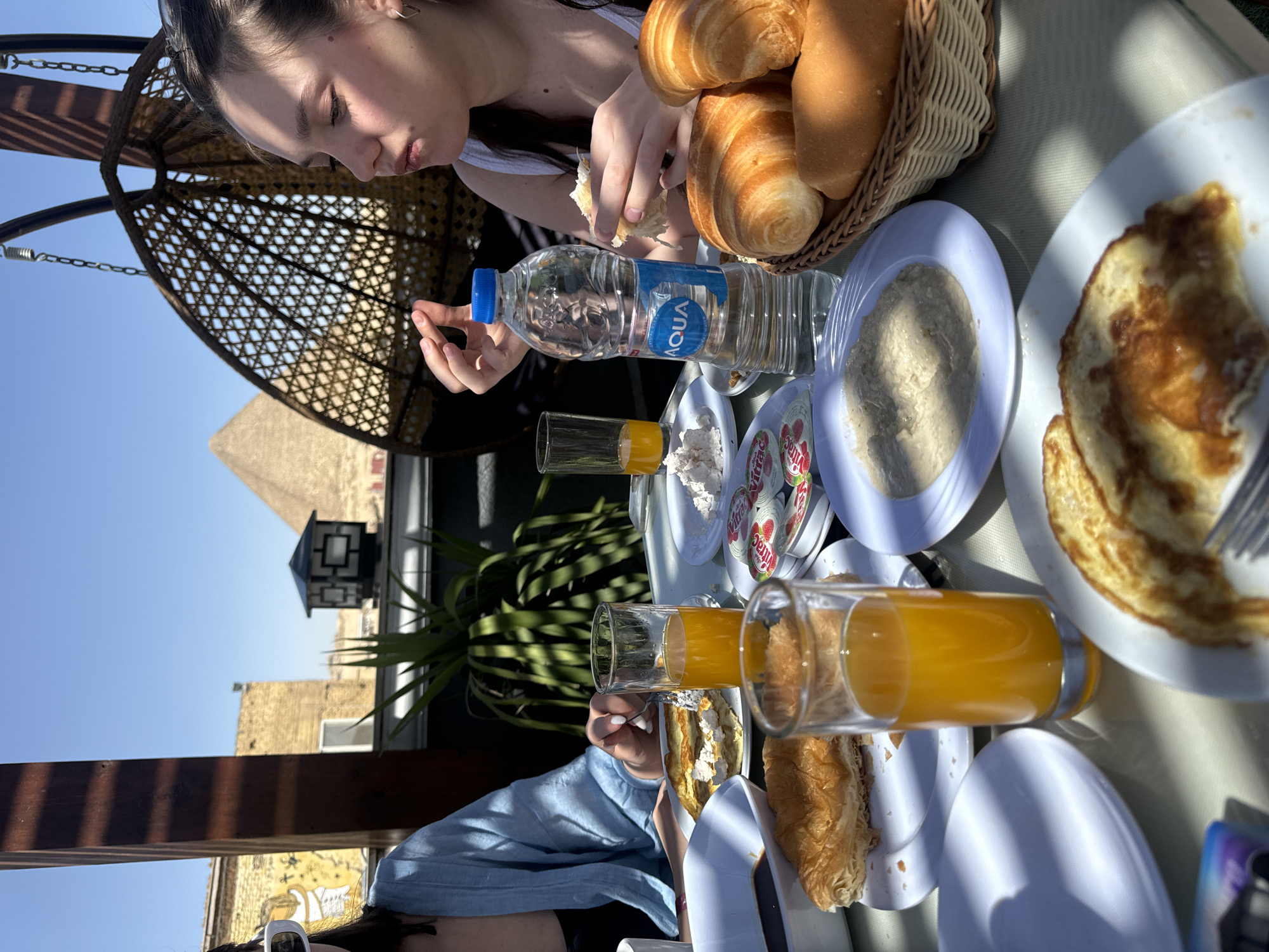Rooftop breakfast shared in Giza, Egypt