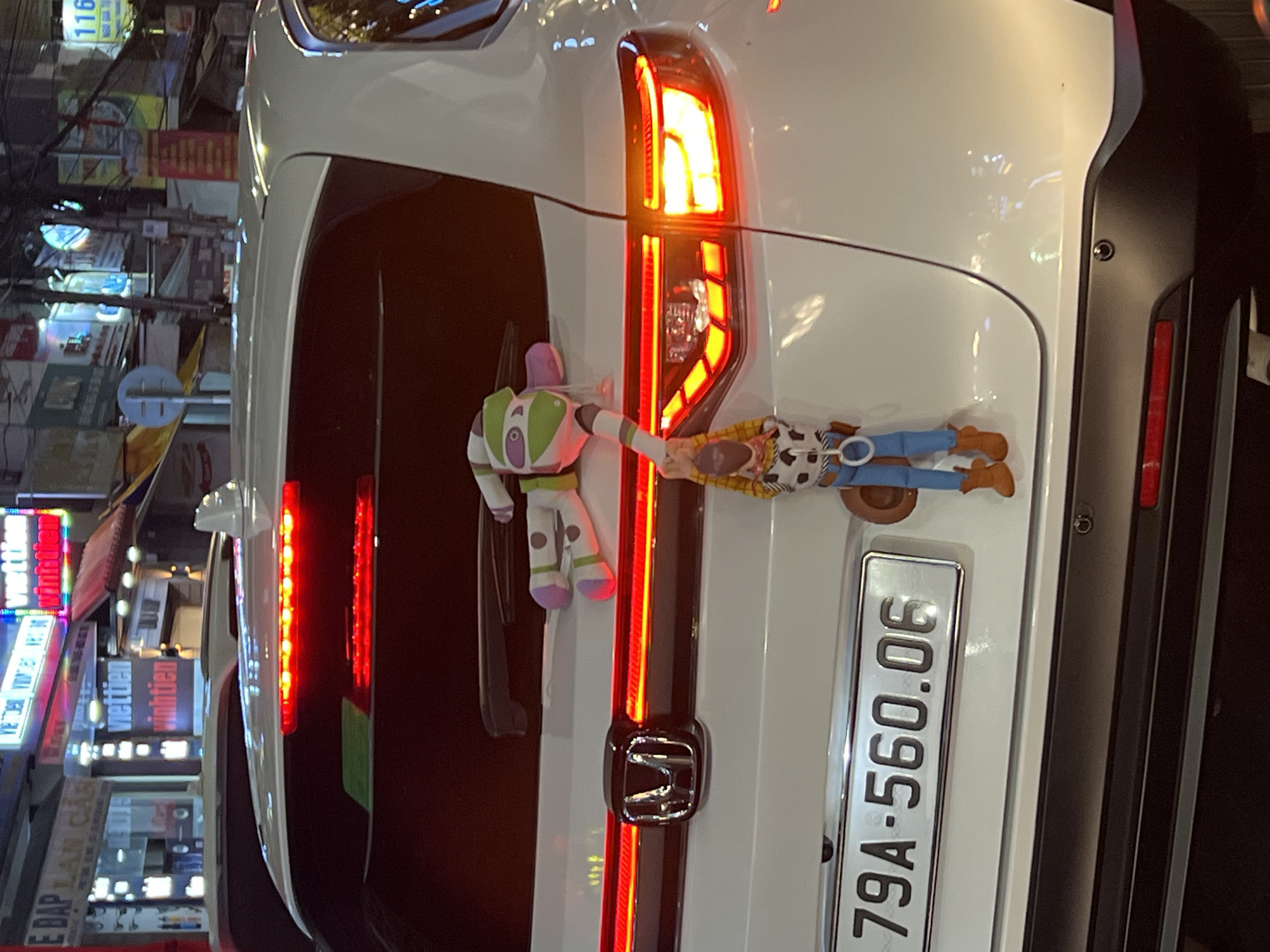 White Honda parked in Nha Trang urban area