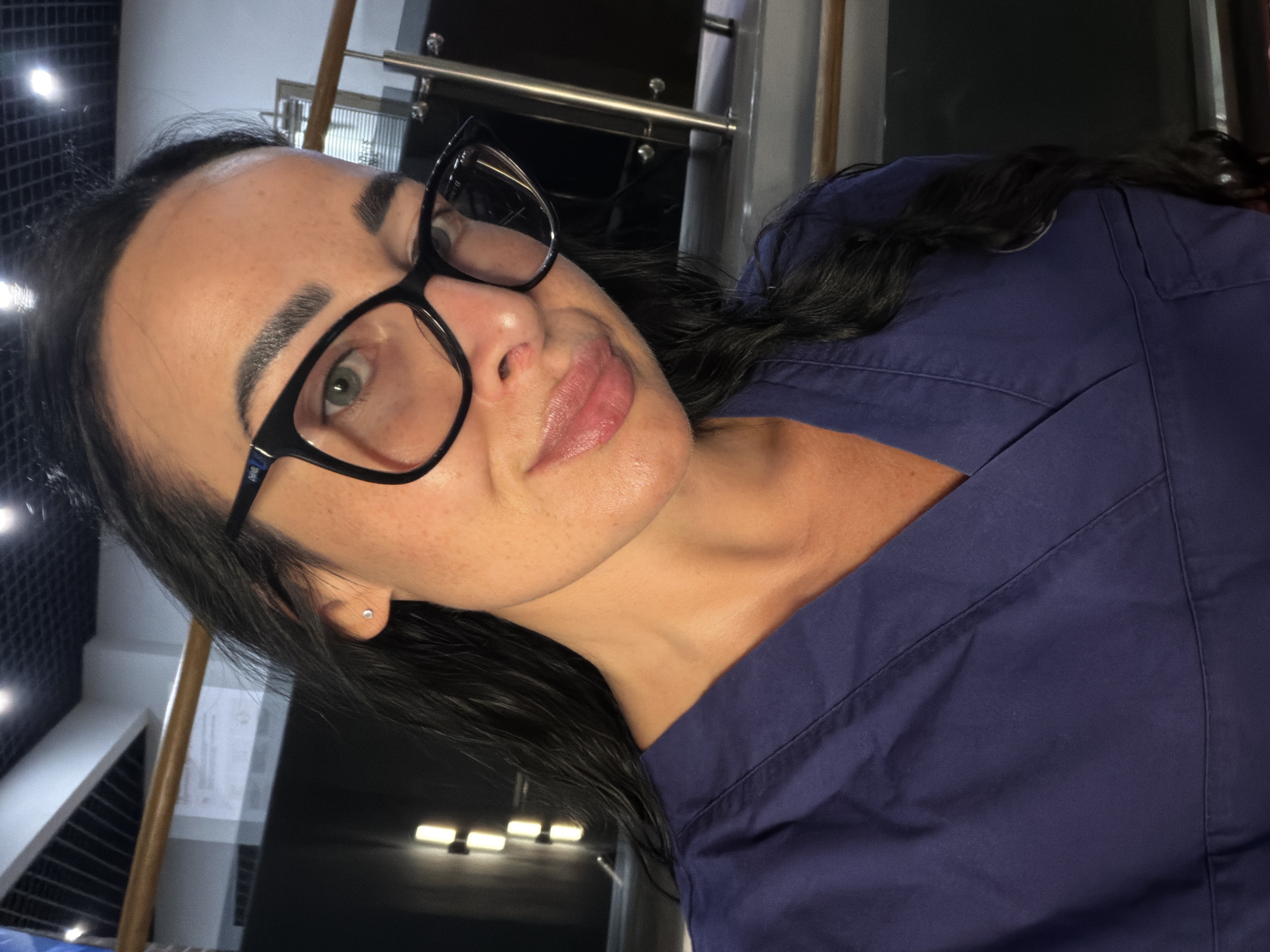 Selfie series in scrubs, Saint Petersburg indoor space