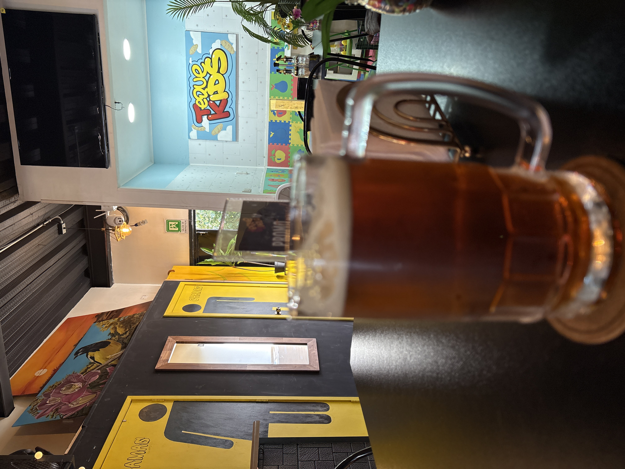 Evening scene captured at Osorno bar with colorful decor