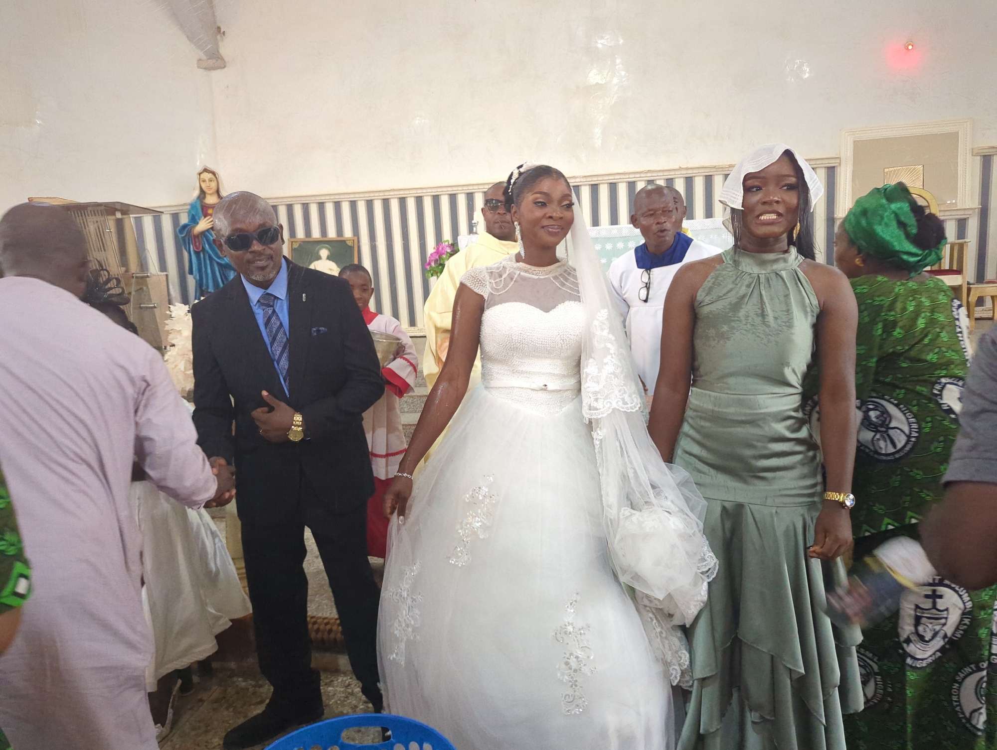 Wedding ceremony held at church with traditional attire