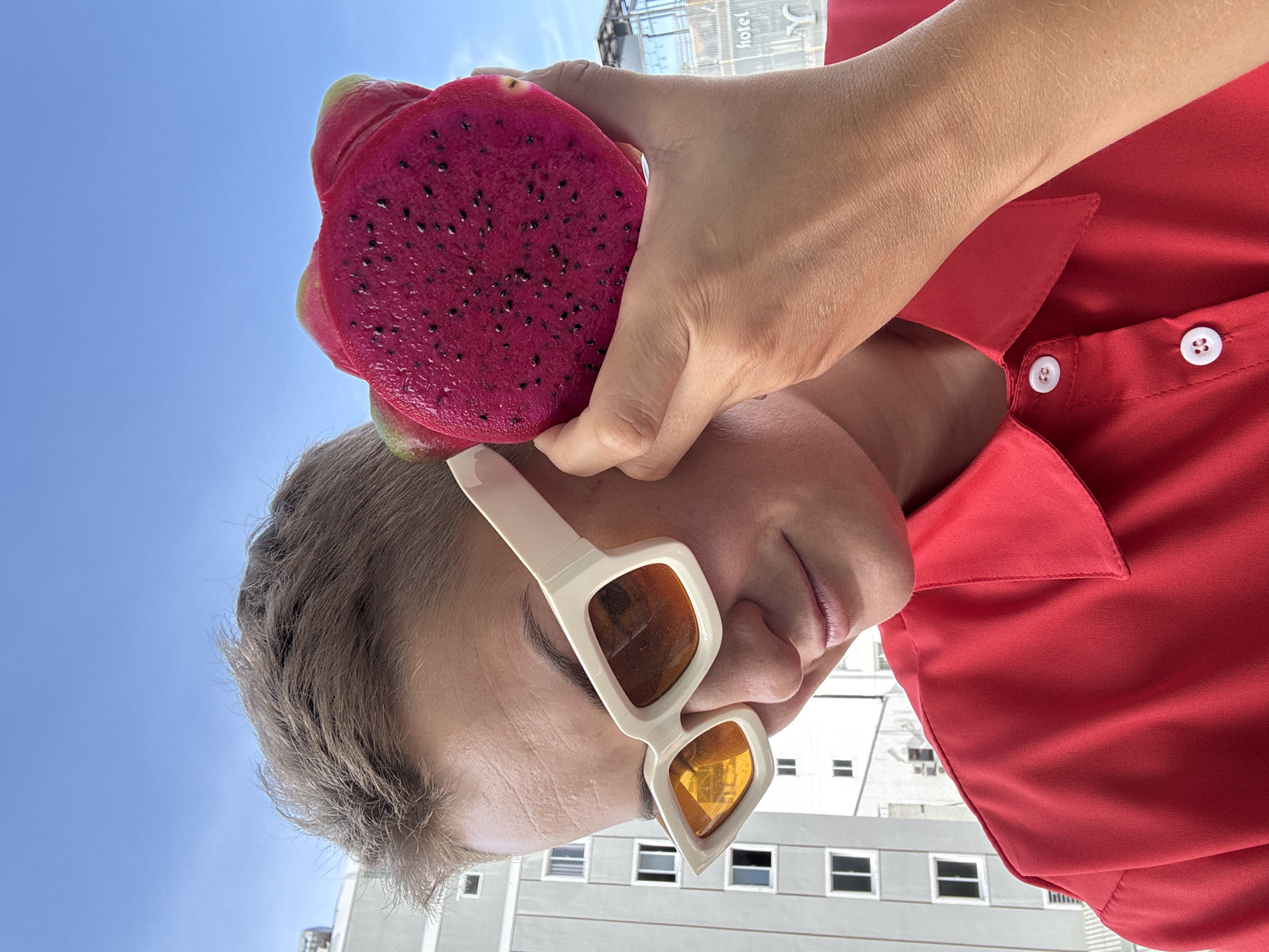 Dragon fruit moment on a Nha Trang balcony