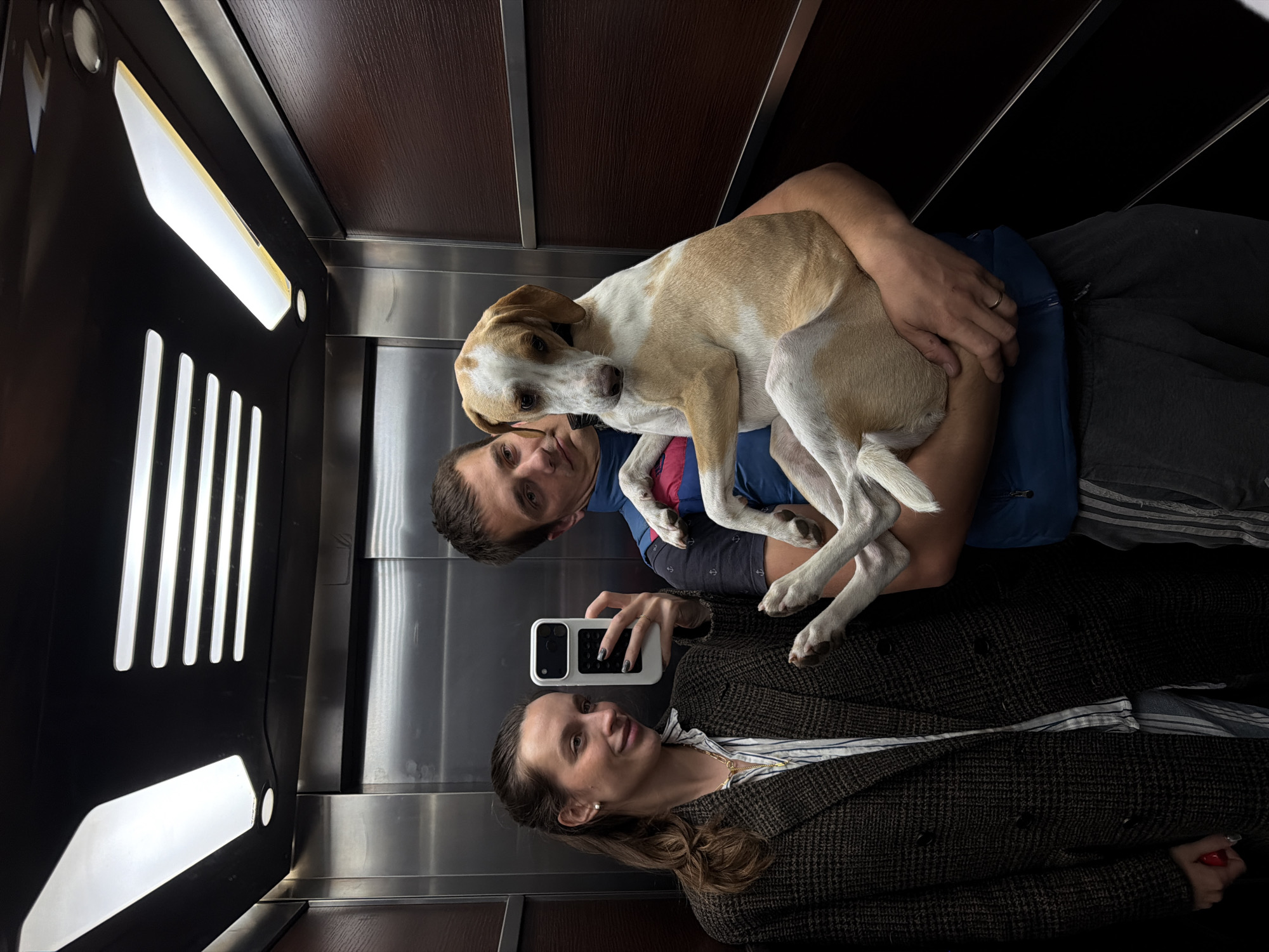 Man photographed in elevator in Budva, Montenegro