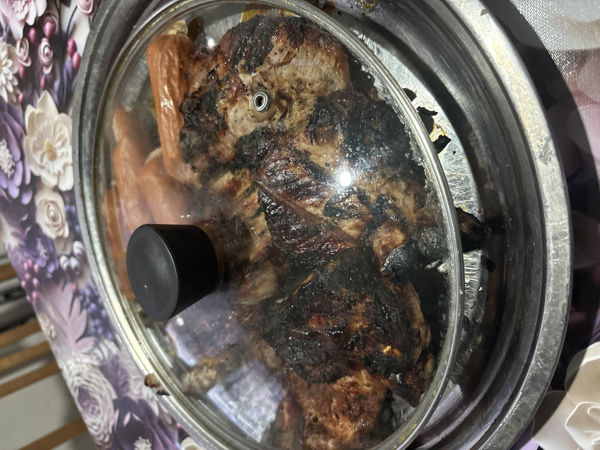 Mealtime moments captured: cooked food container and partially eaten pizza