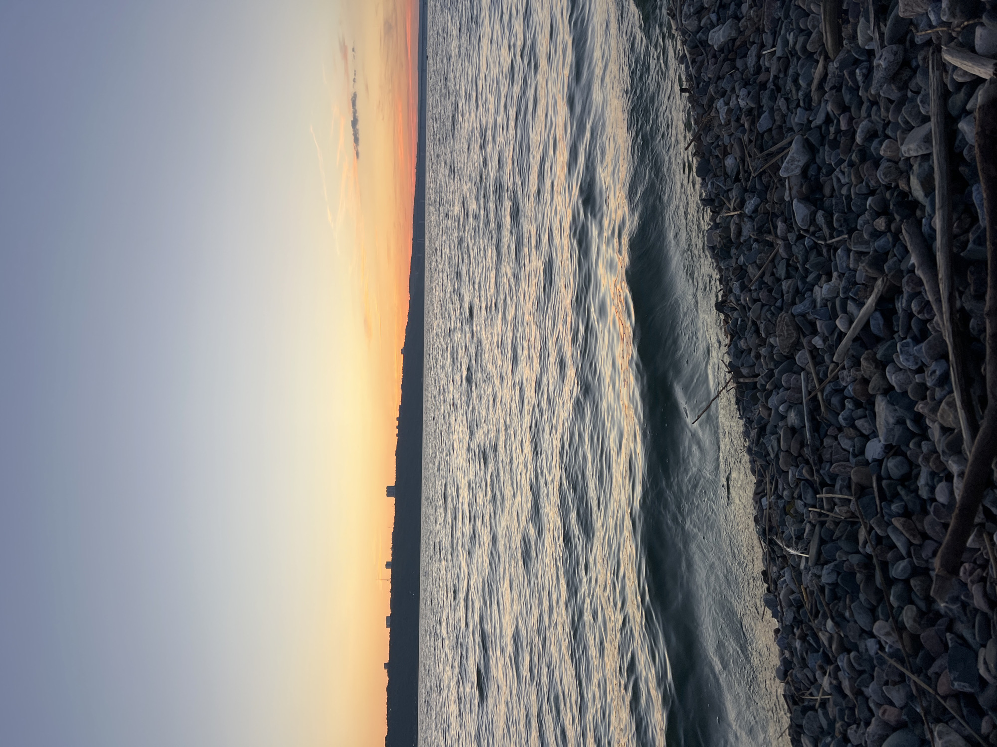 Sunset along the Volga's pebble shore in Ulyanovsk