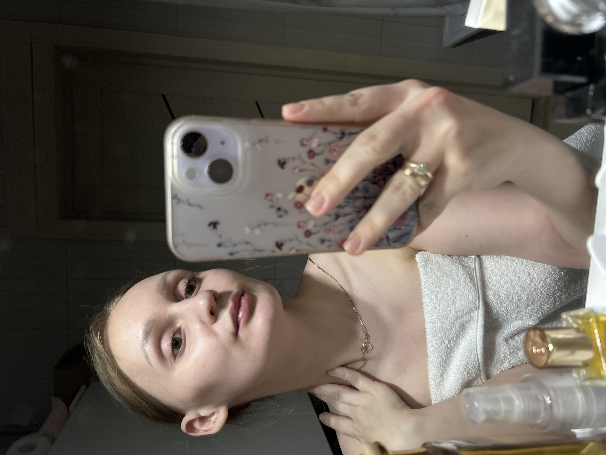 Woman takes bathroom selfie in Ufa, Russia