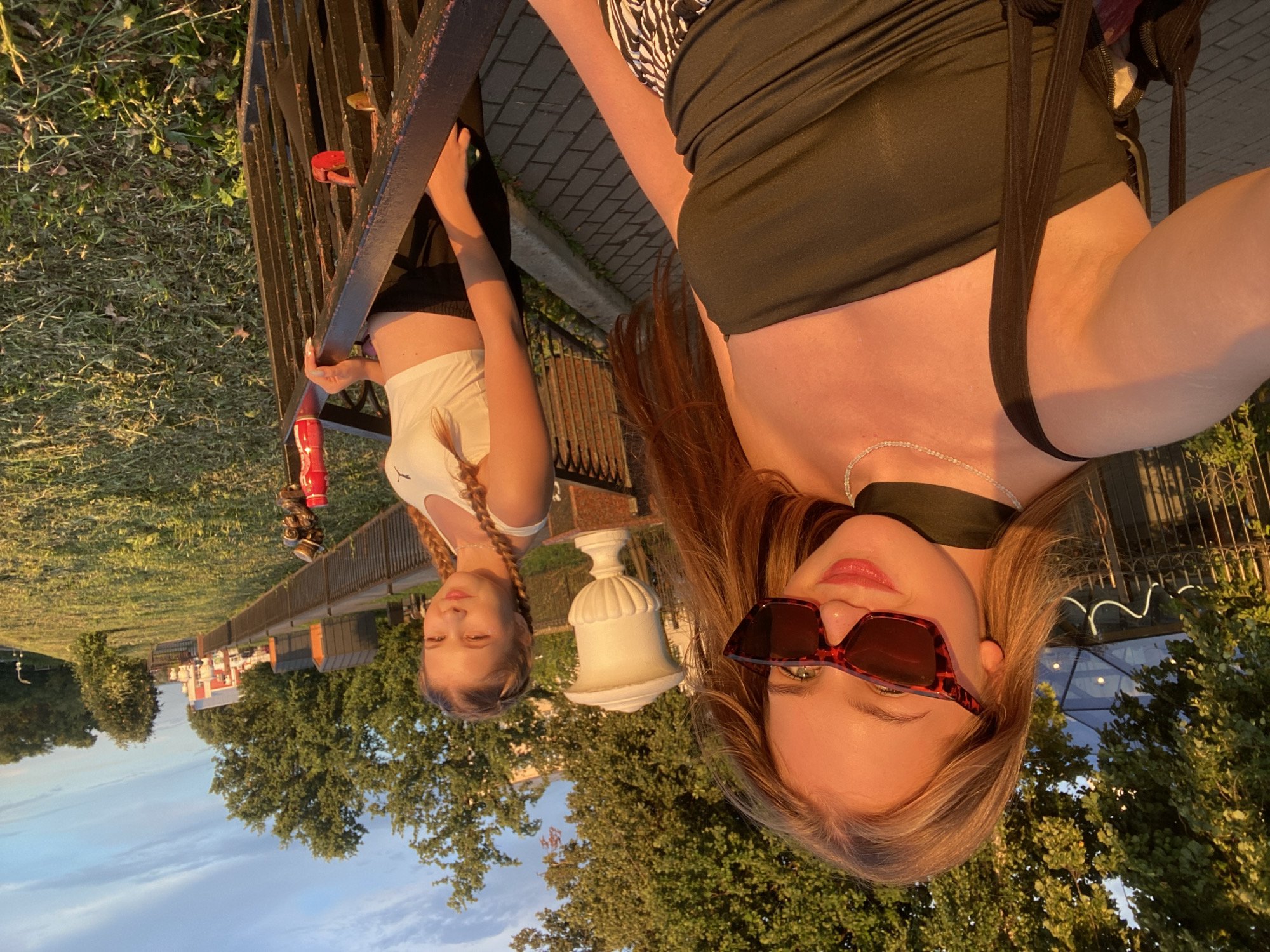 Sunset at the Izh River colonnade, live guitar in the background