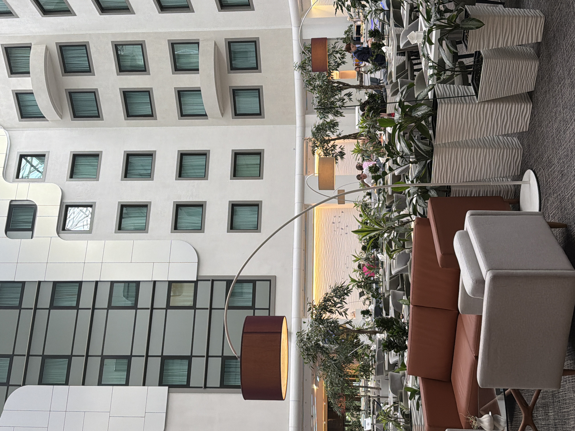 Inside and outside a modern Khimki café-hotel venue
