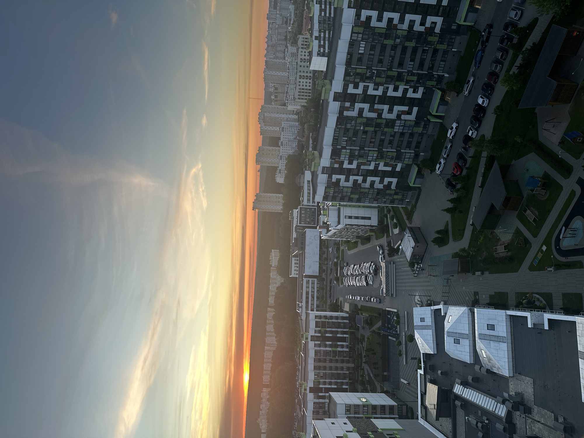 Sunset cityscape documented in rural Belarus council area