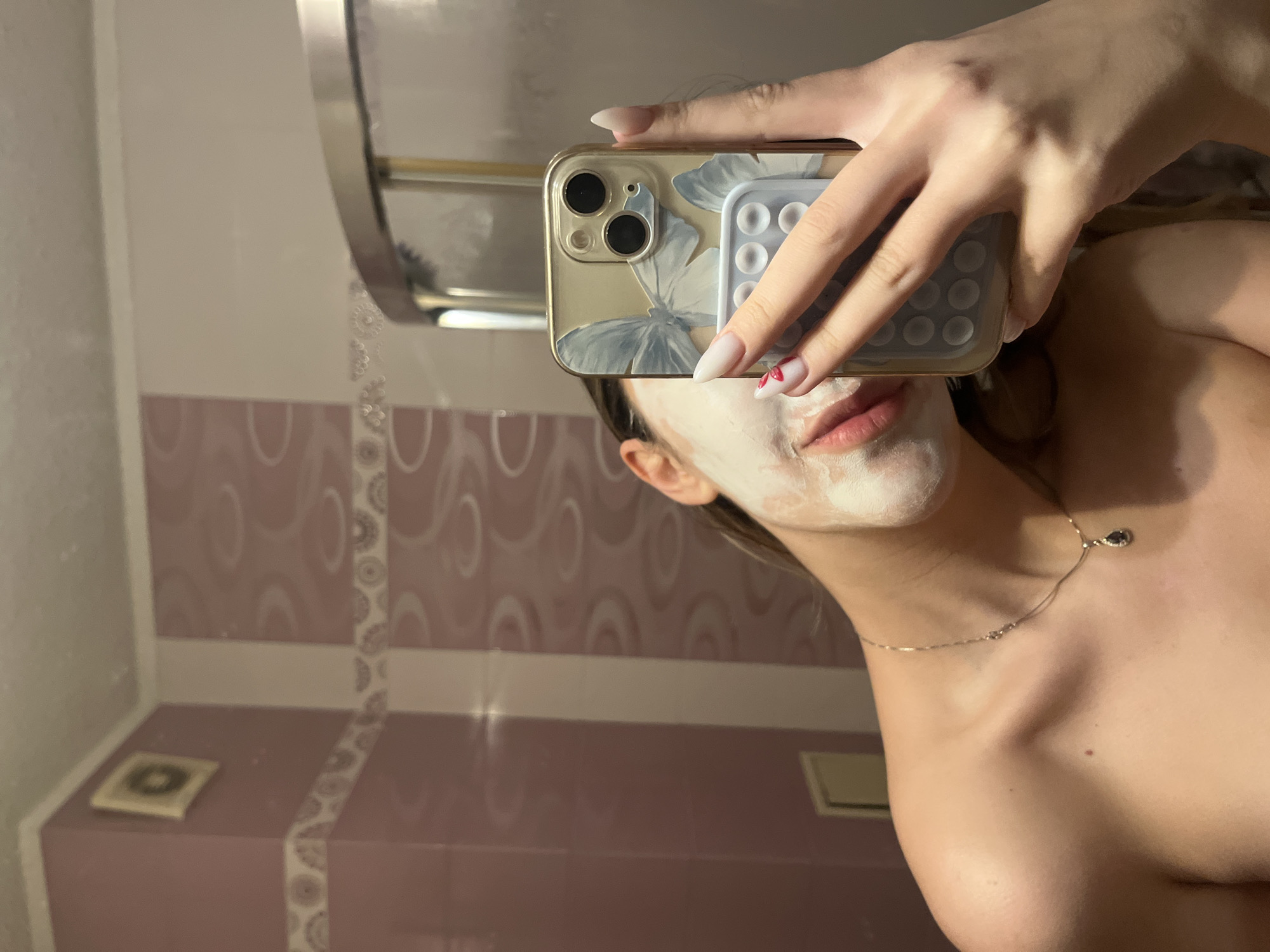 Evening skincare routine documented in Sofia bathroom selfies