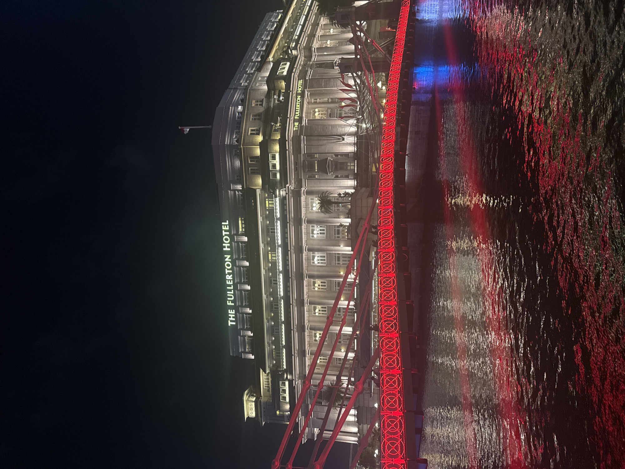 Singapore's riverside skyline at night, Fullerton and beyond