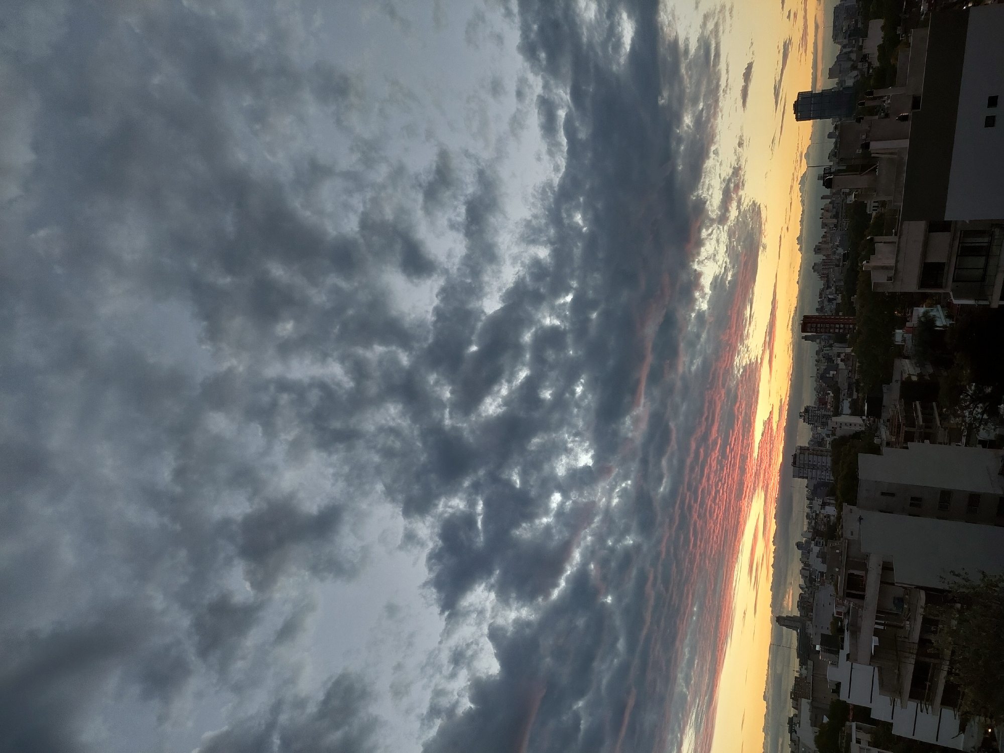 Sunset views captured over Buenos Aires skyline from elevated position