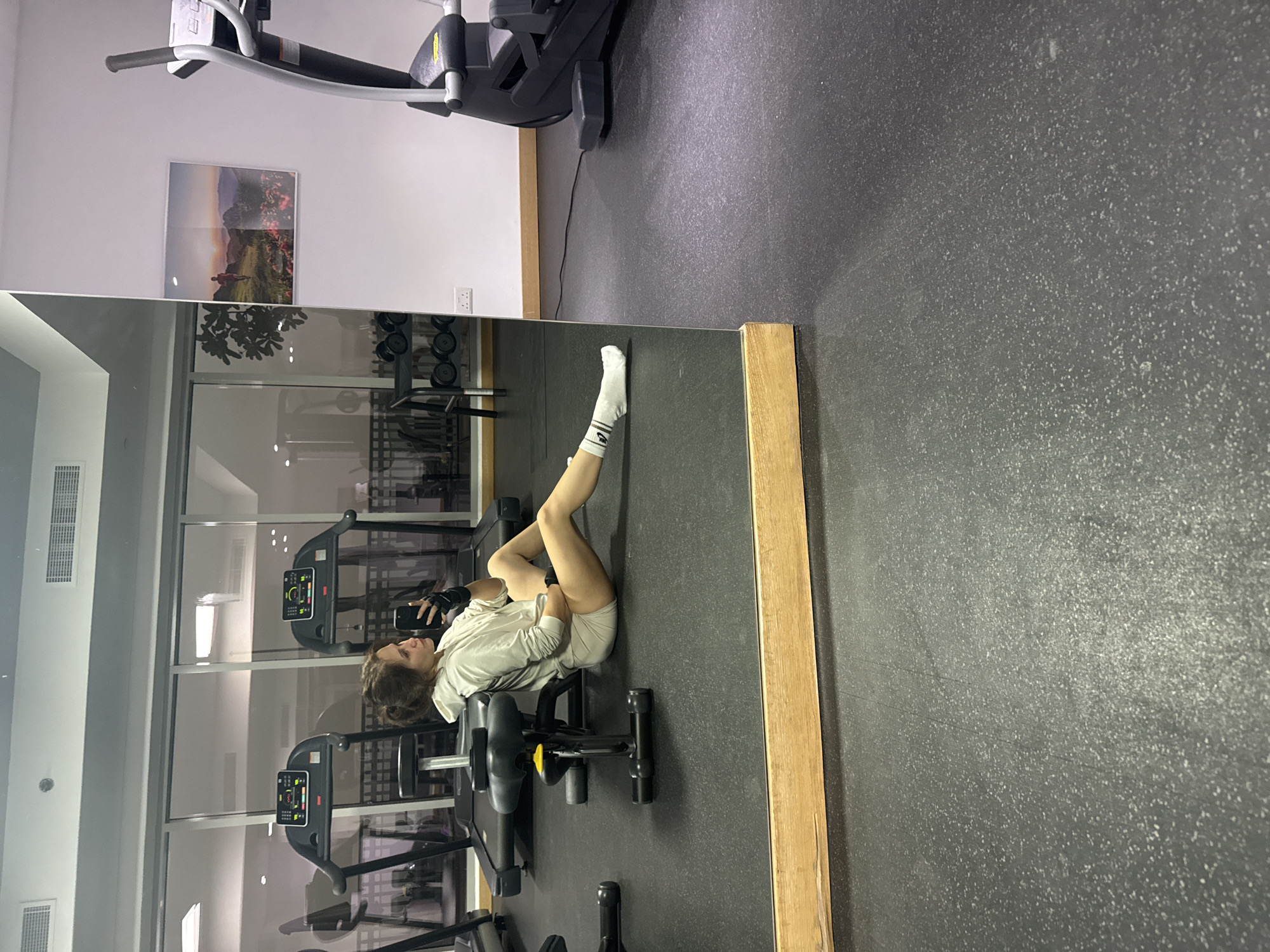 Person documented during brief gym workout session in Dubai