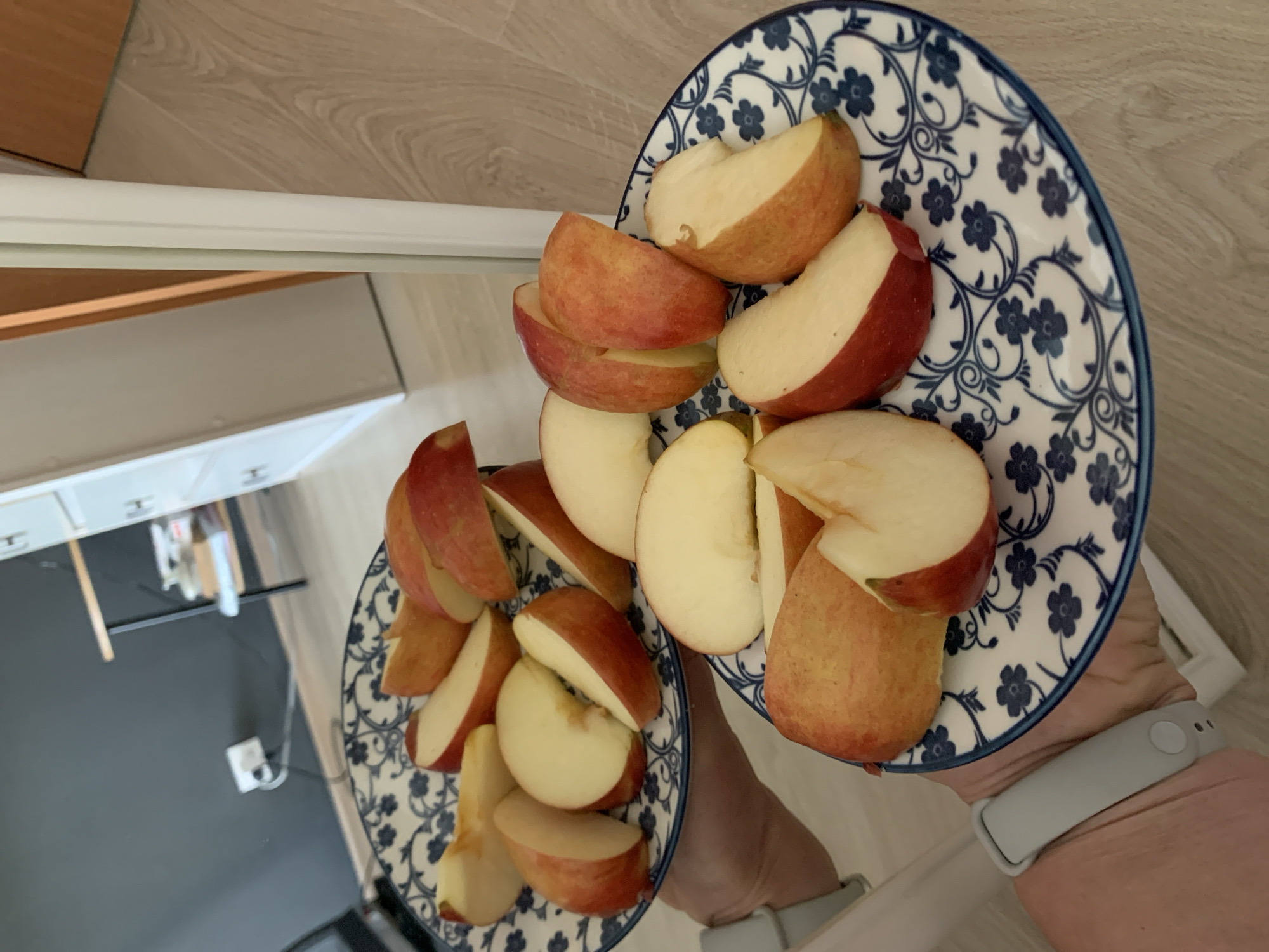 Indoor creative afternoon with apple snacks and art supplies