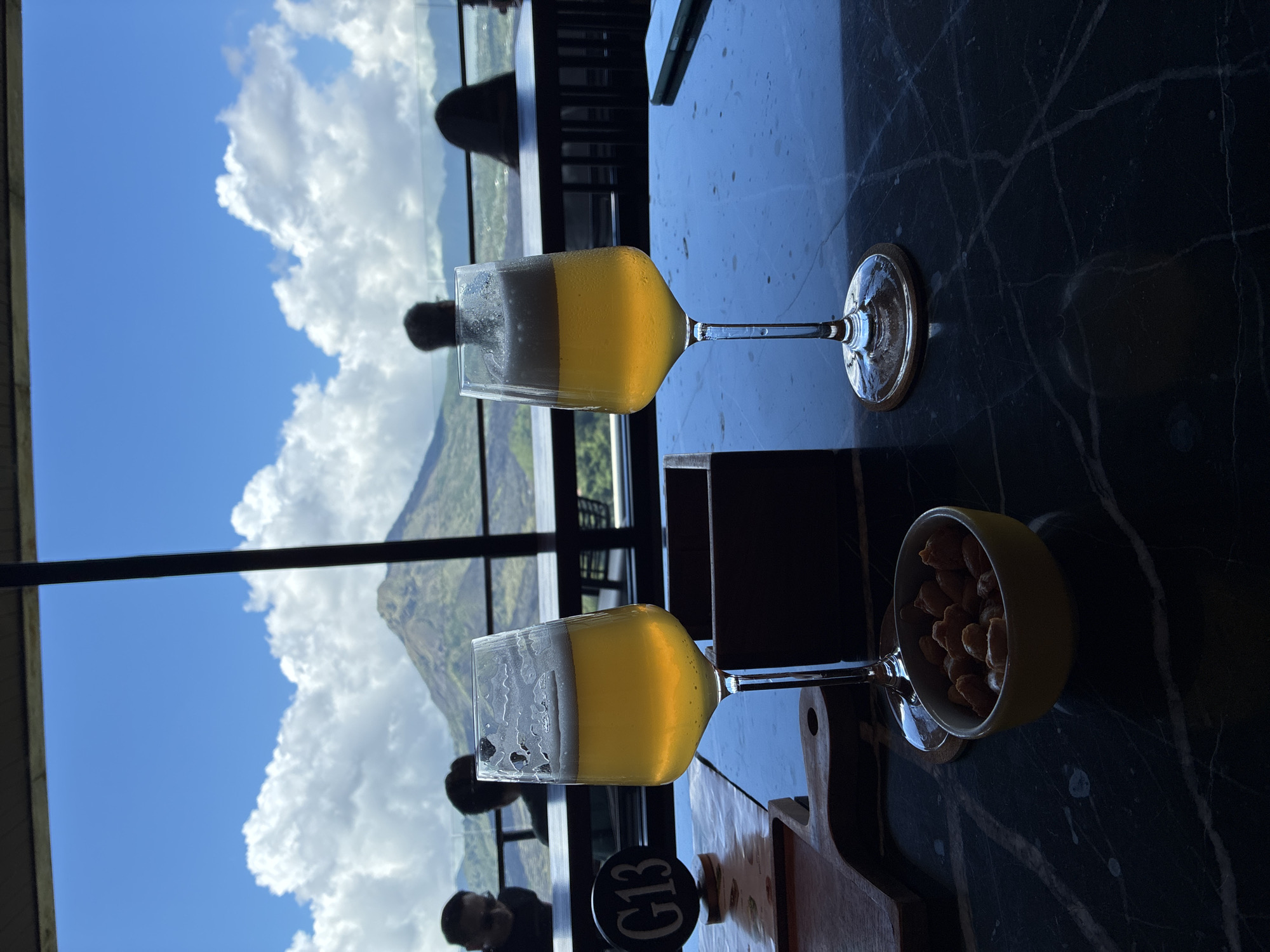 Morning dining scene captured at Kintamani restaurant overlooking Mount Batur