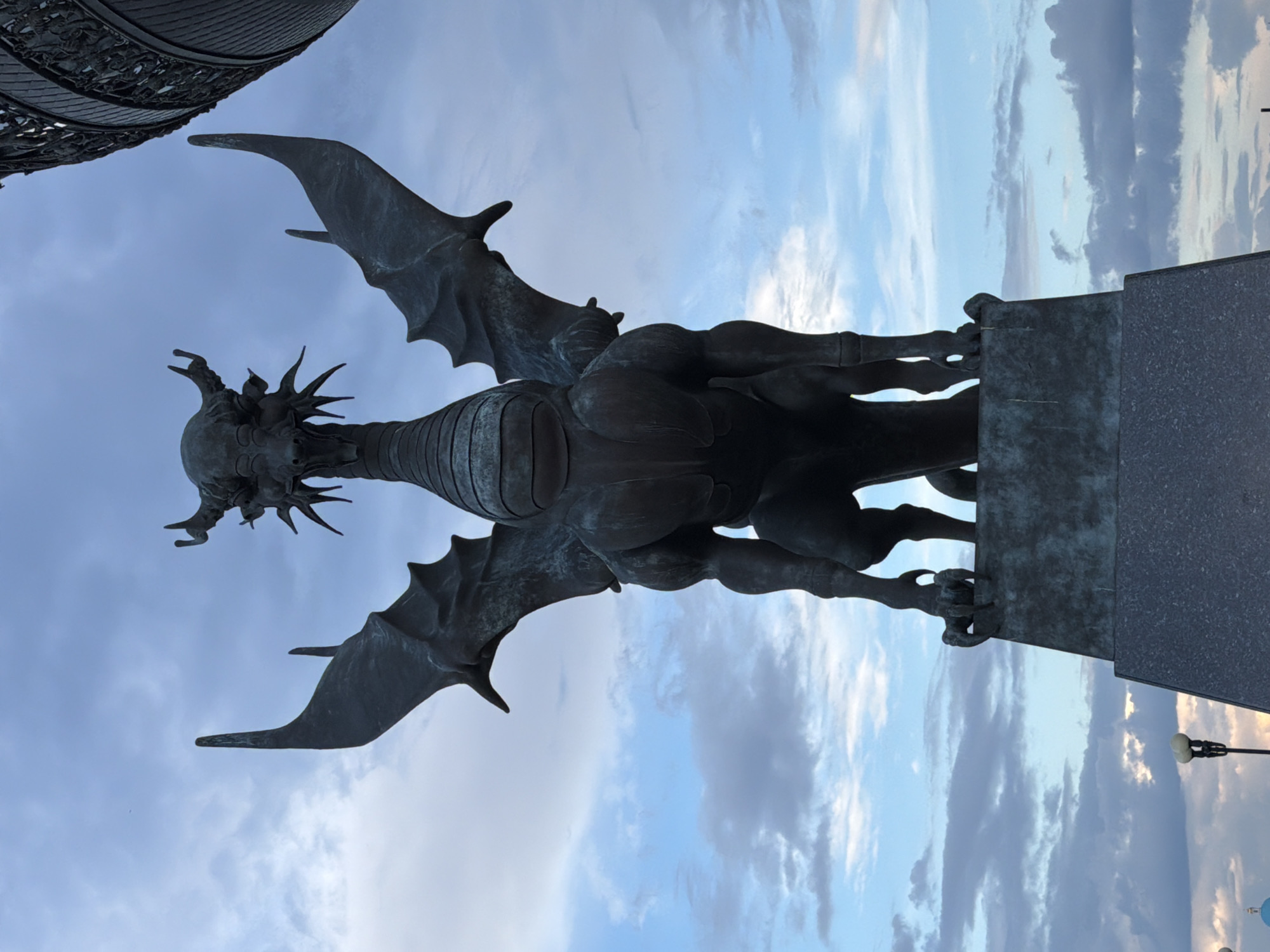 Kazan's dragon statues and landmark architecture on a cloudy afternoon