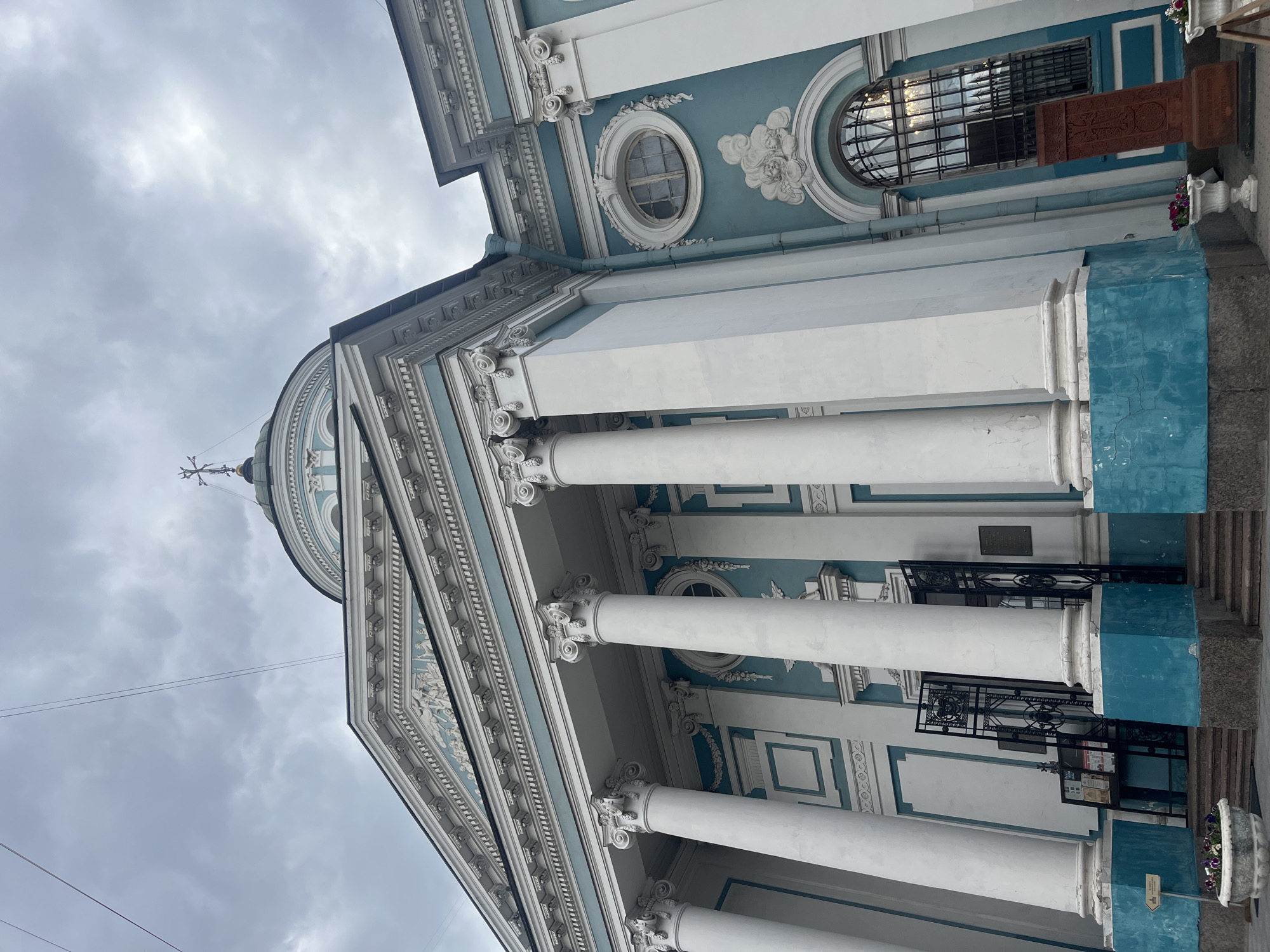 Neoclassical building exterior in central Saint Petersburg