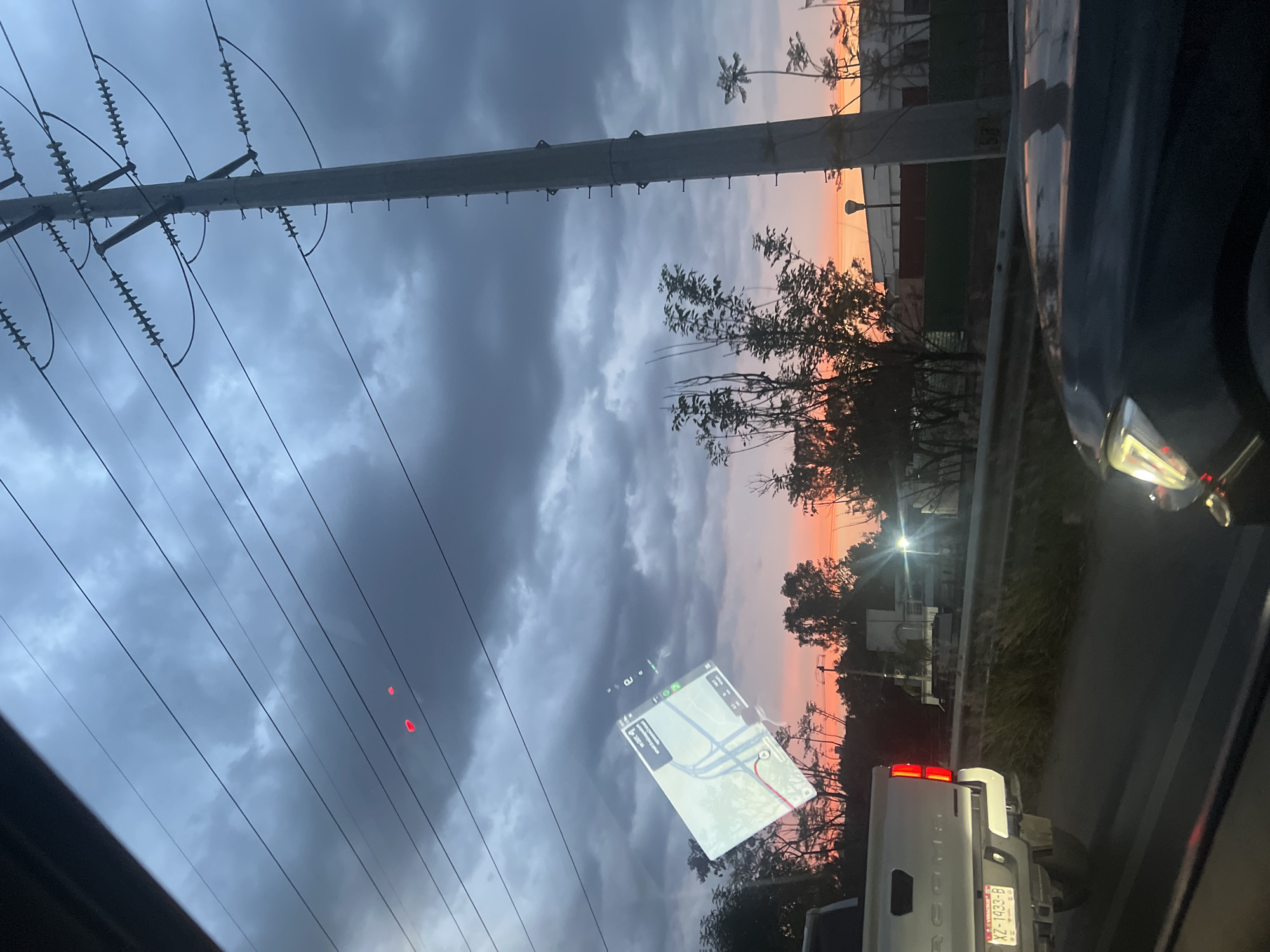 Sunset captured along roadside in Cholula, Mexico