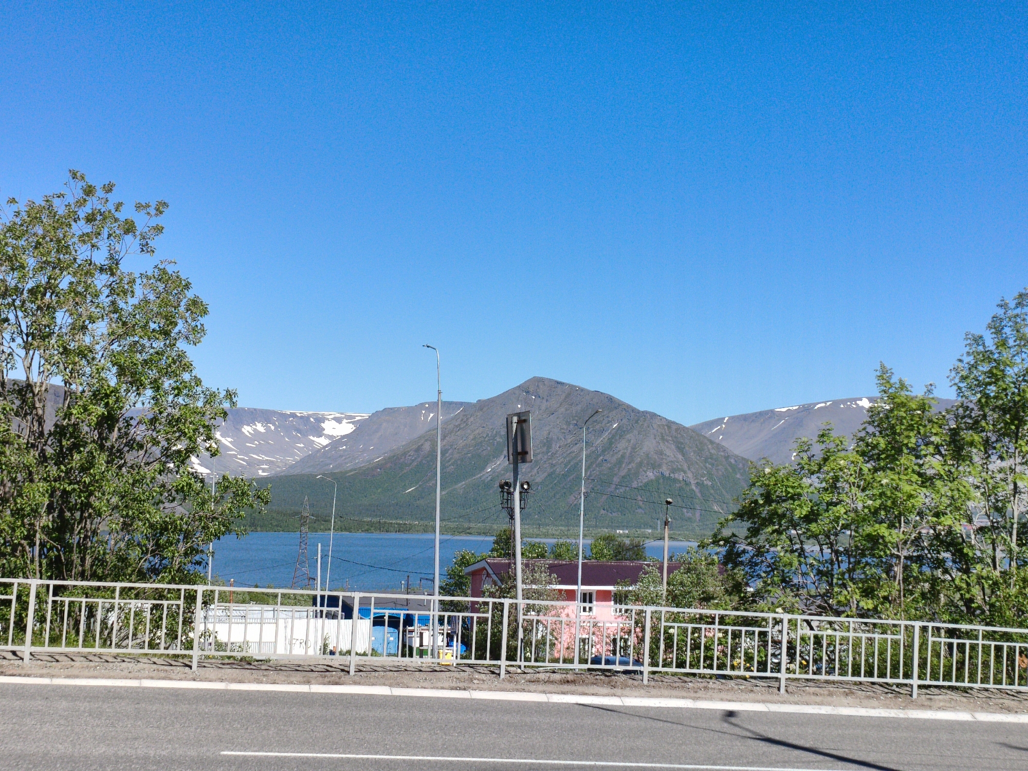 Kirovsk streets and scenery on a sunny summer morning