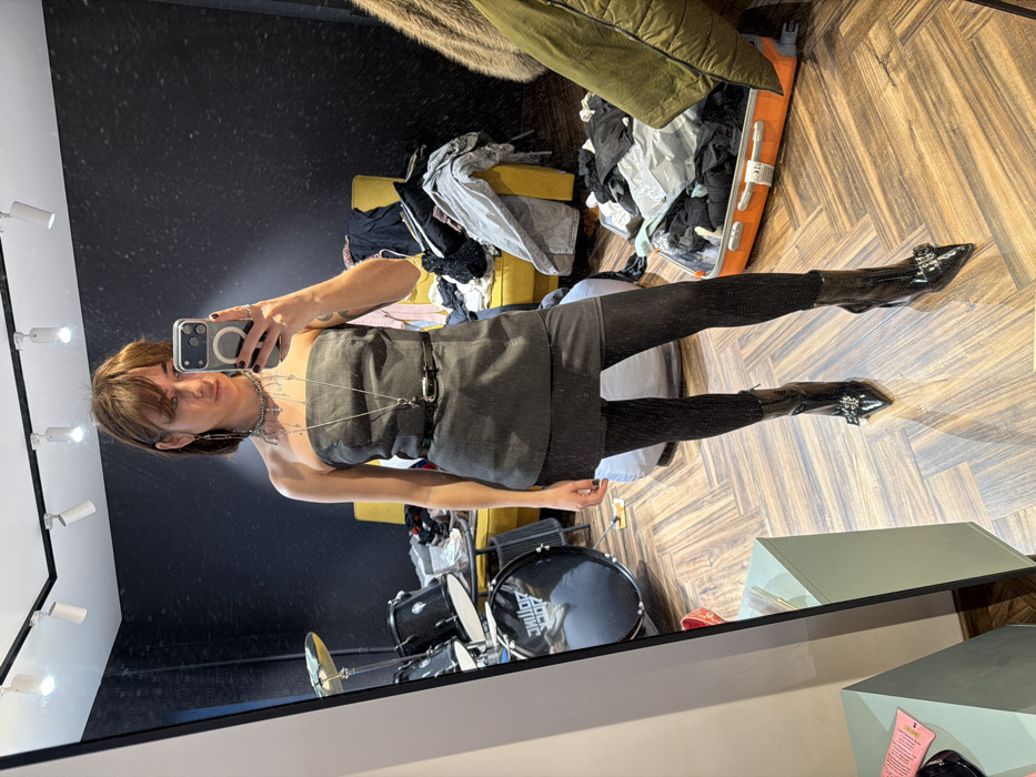 Woman takes mirror selfie in Ust-Ilimsk, Russia