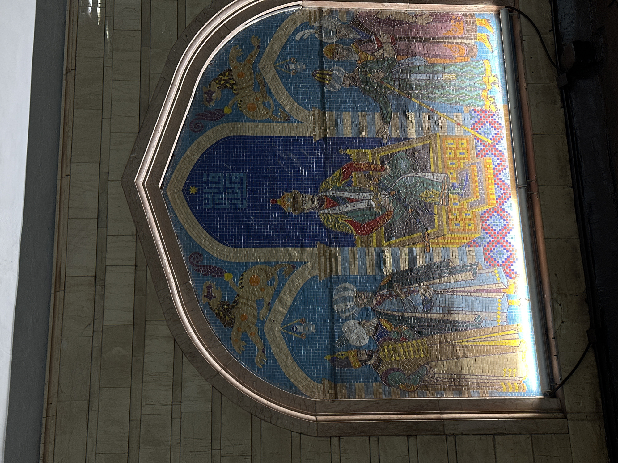 Mosaic artwork featuring enthroned ruler documented in Kazan
