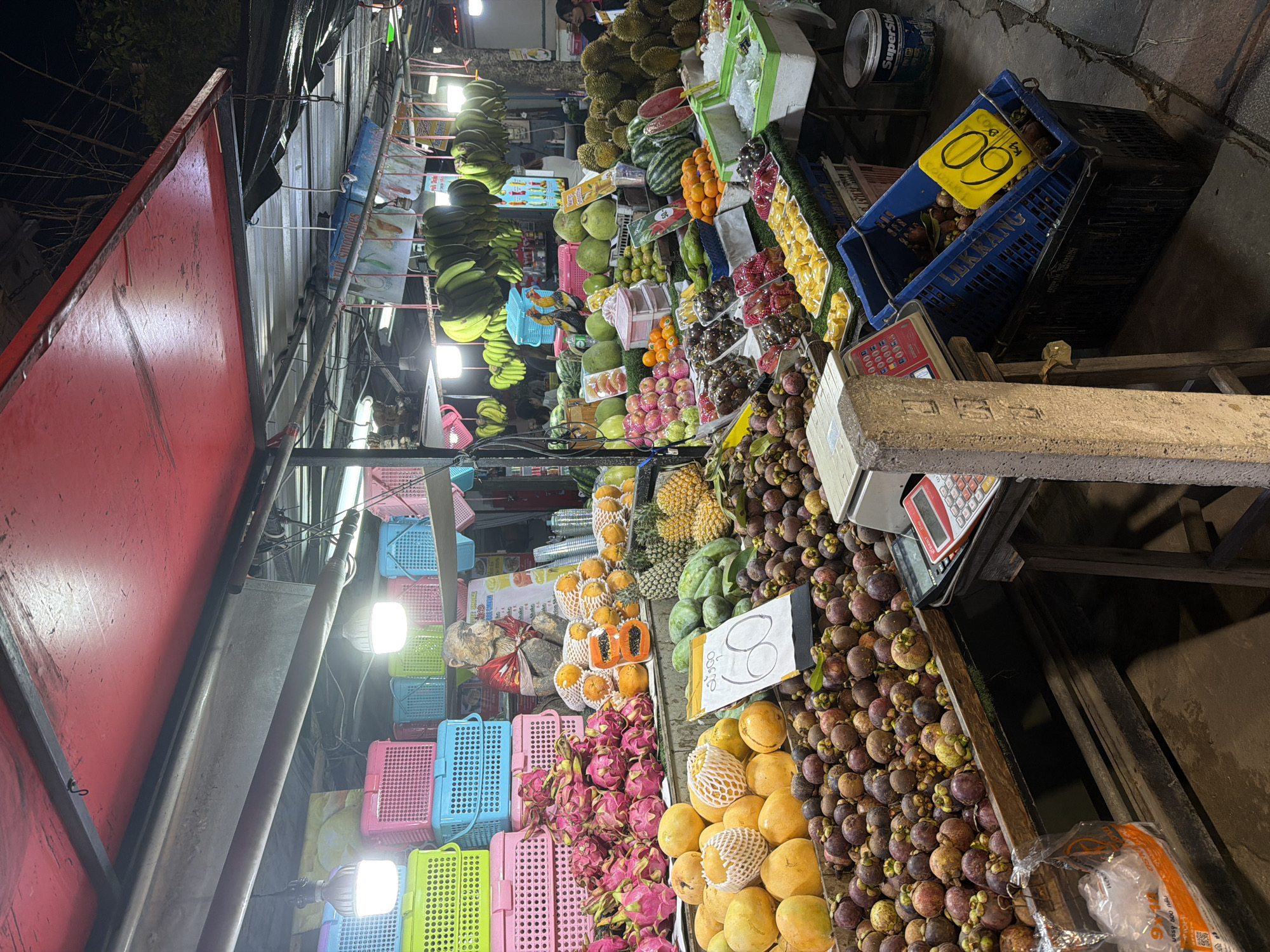 Tropical fruit market bustling in Patong, Thailand