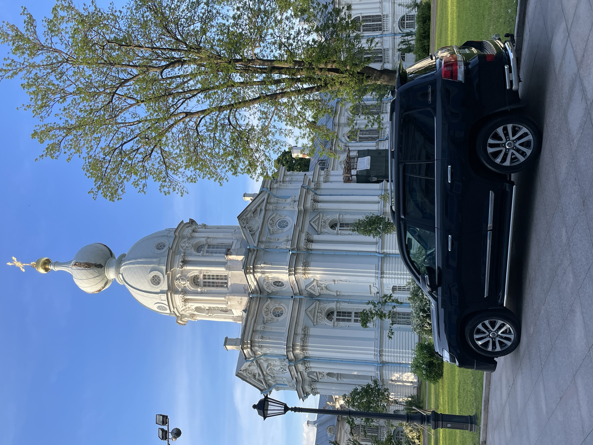 Smolny Cathedral photographed under clear skies in St. Petersburg