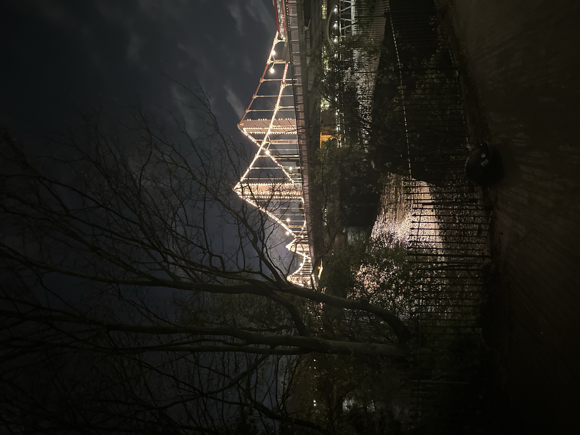 London nighttime scenes captured near Battersea Park area