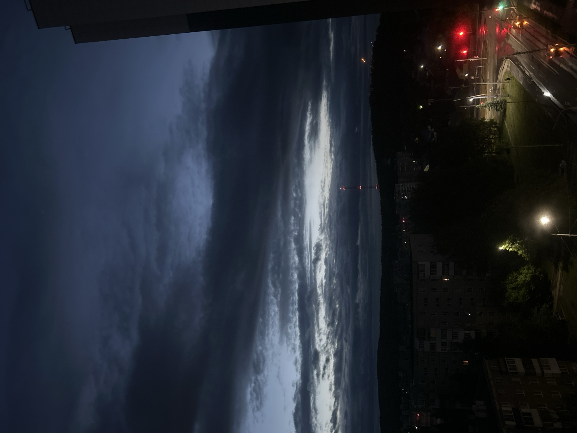 Nighttime cityscape views captured in Ufa, Russia under cloudy skies