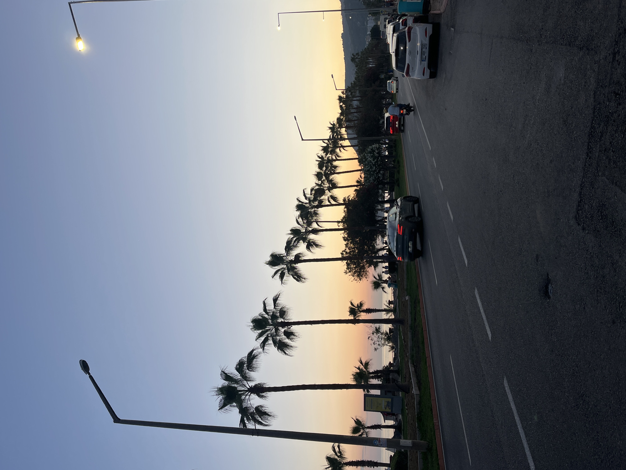Twilight street scene documented in Alanya, Turkey