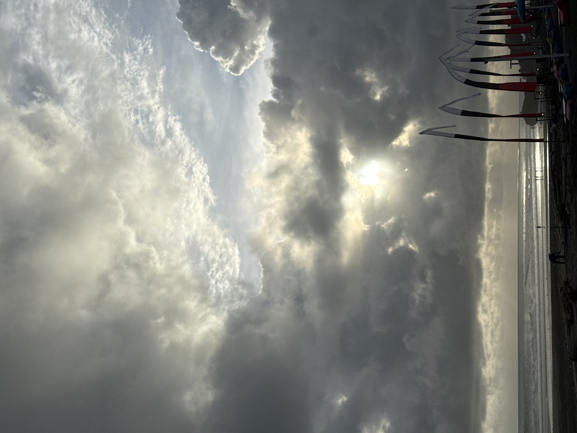Stormy beach scenes captured during low tide morning
