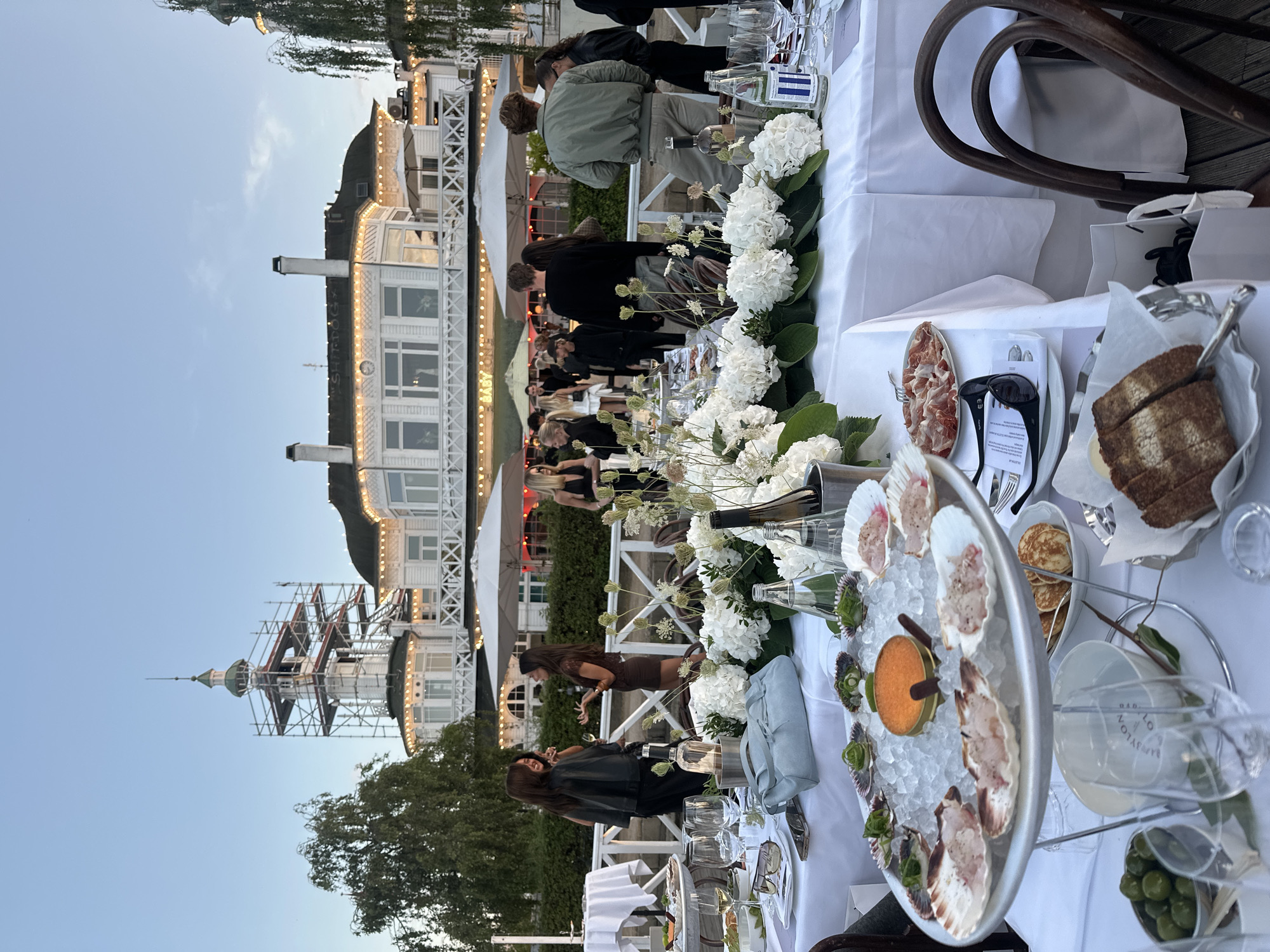 Waterfront dinner event in Copenhagen with oysters and wine