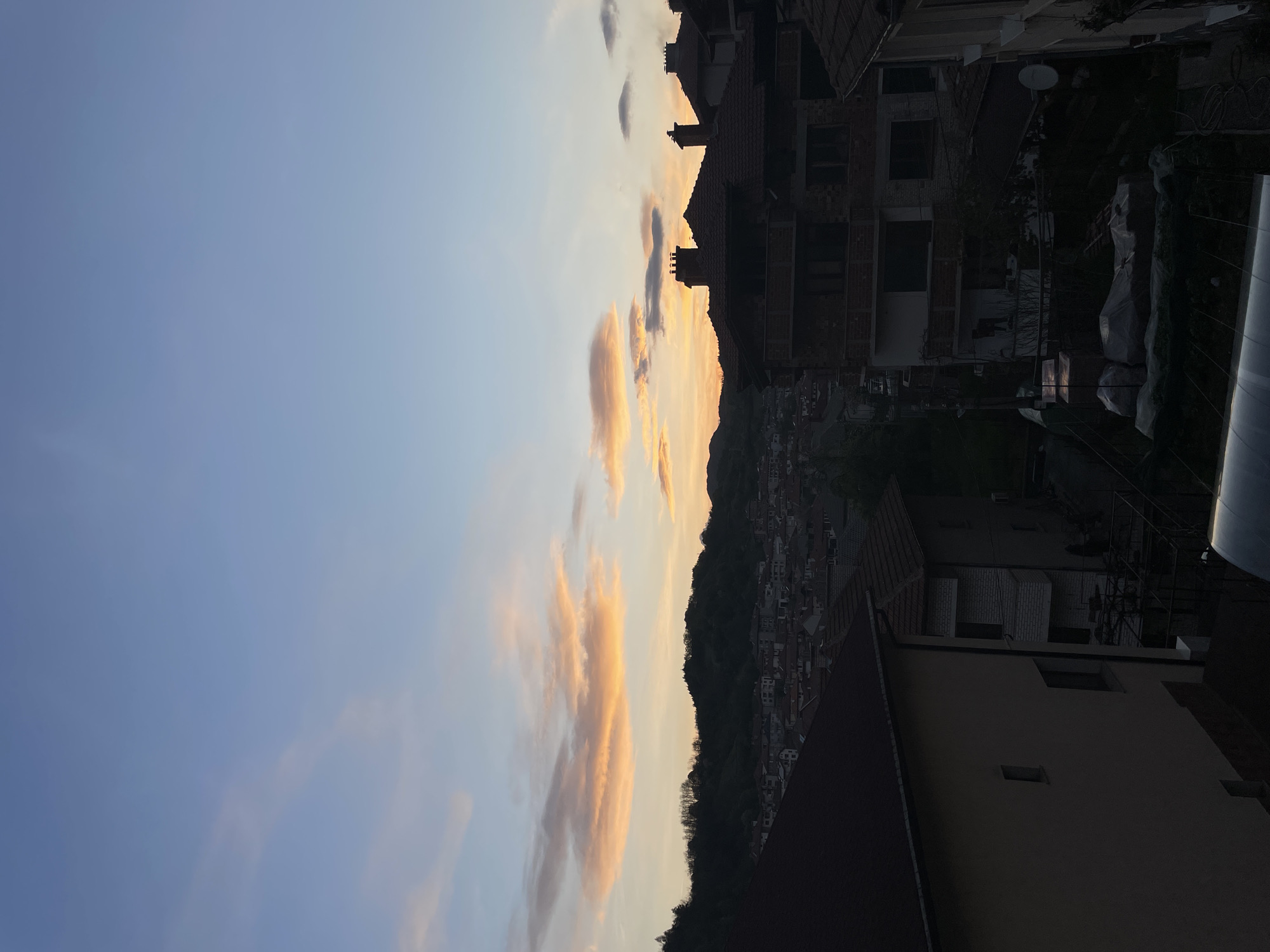 Sunset panorama captured over hillside town of Zlatograd, Bulgaria