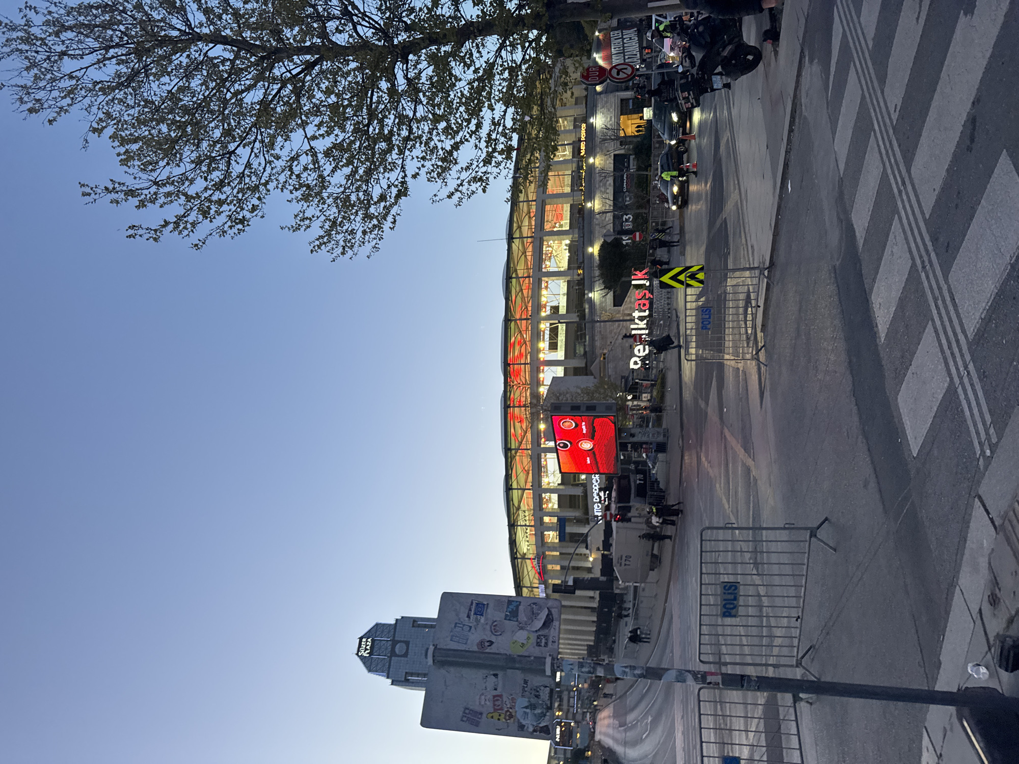 Evening twilight scenes captured near Vodafone Park, Beşiktaş landmarks