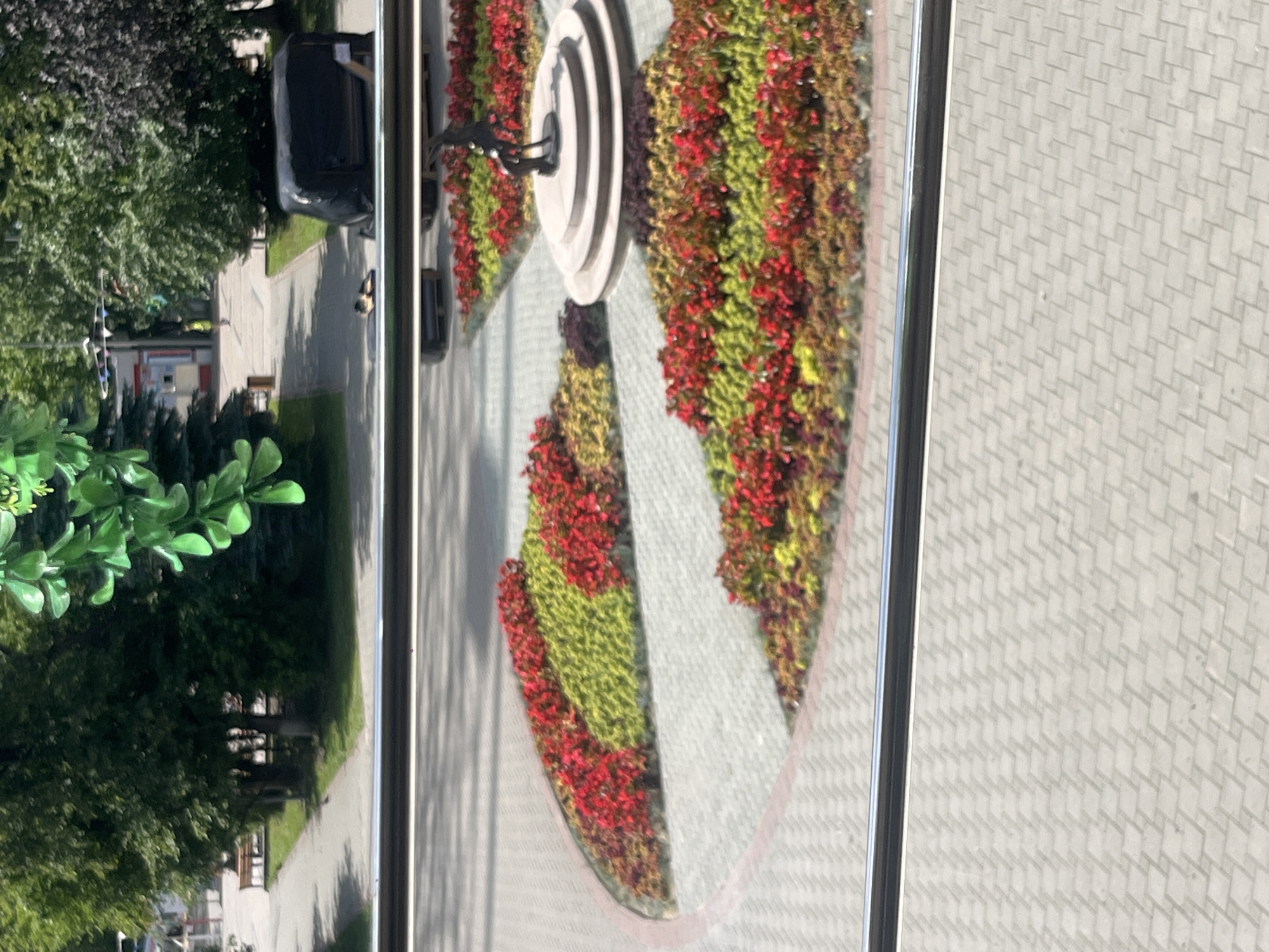 Tyumen amusement park and cafe area on a summer morning