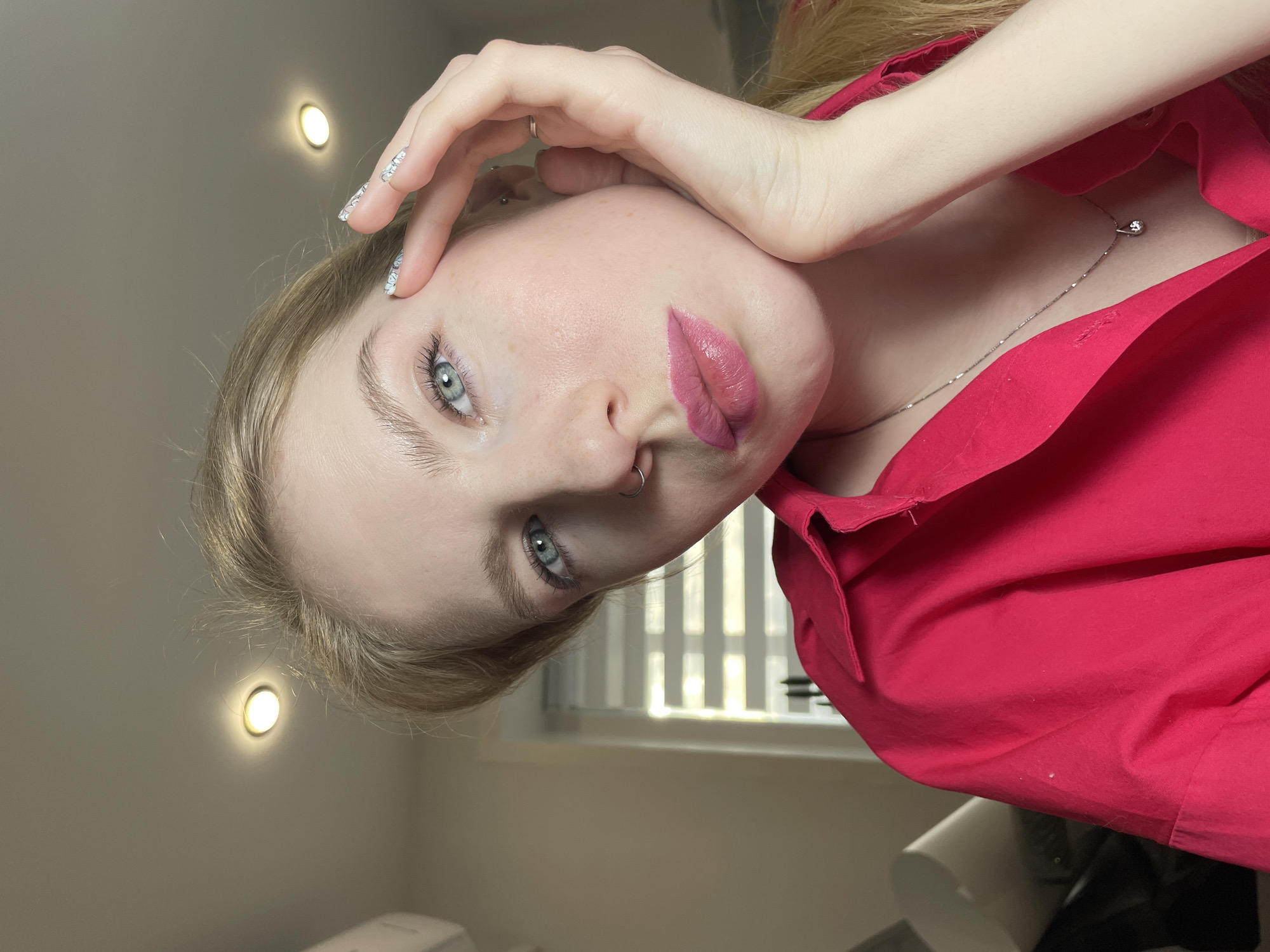 Young blonde person photographed in casual portraits in Izhevsk