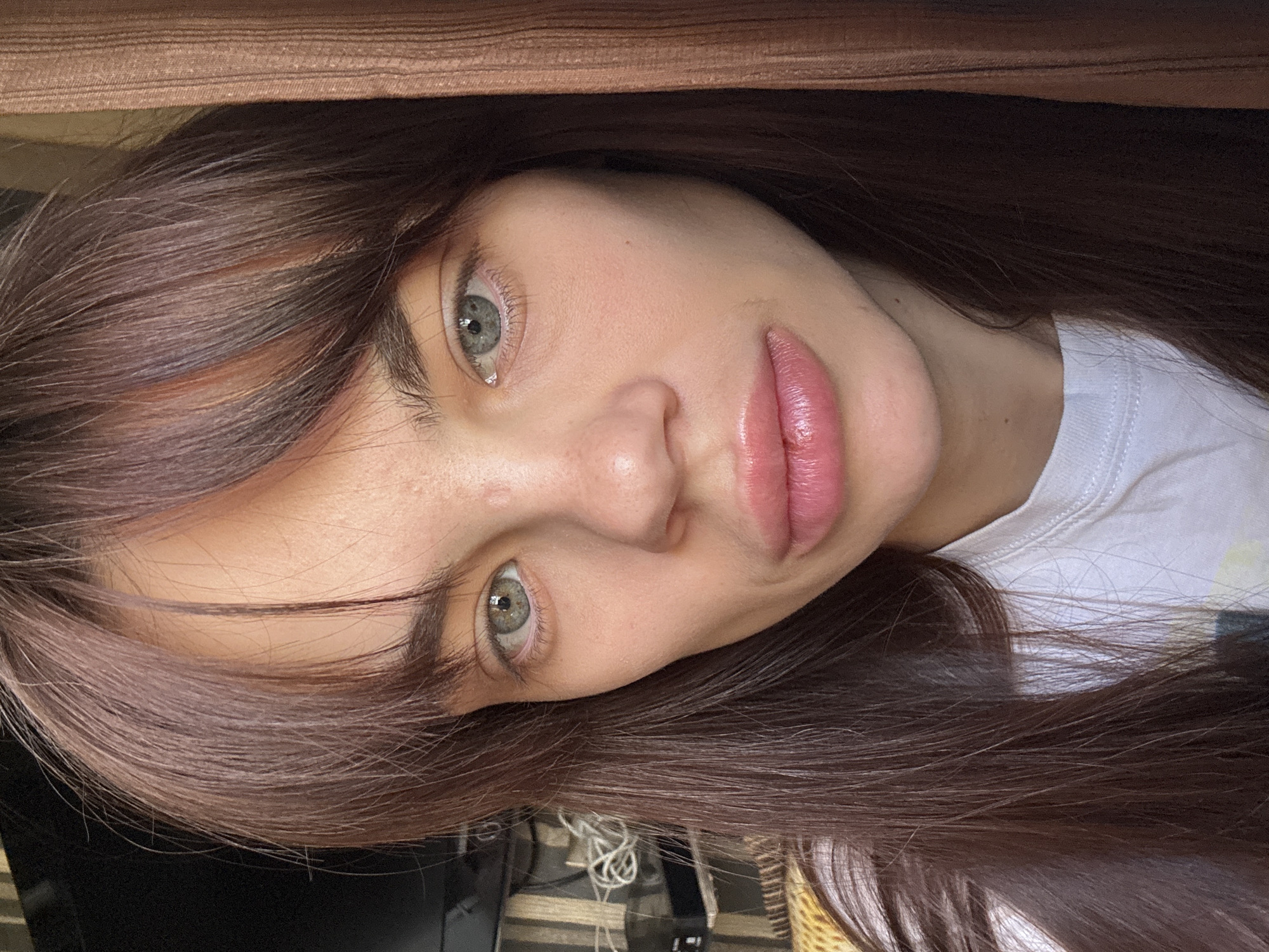Woman documents morning selfie session across Rostov-on-Don home