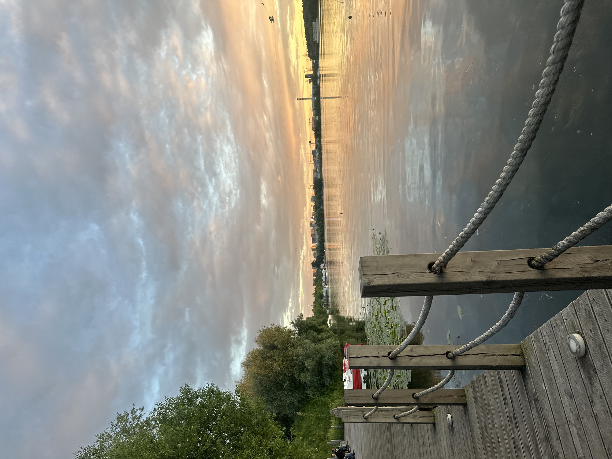 Sunset evening along the Moscow River waterfront at Myakinino
