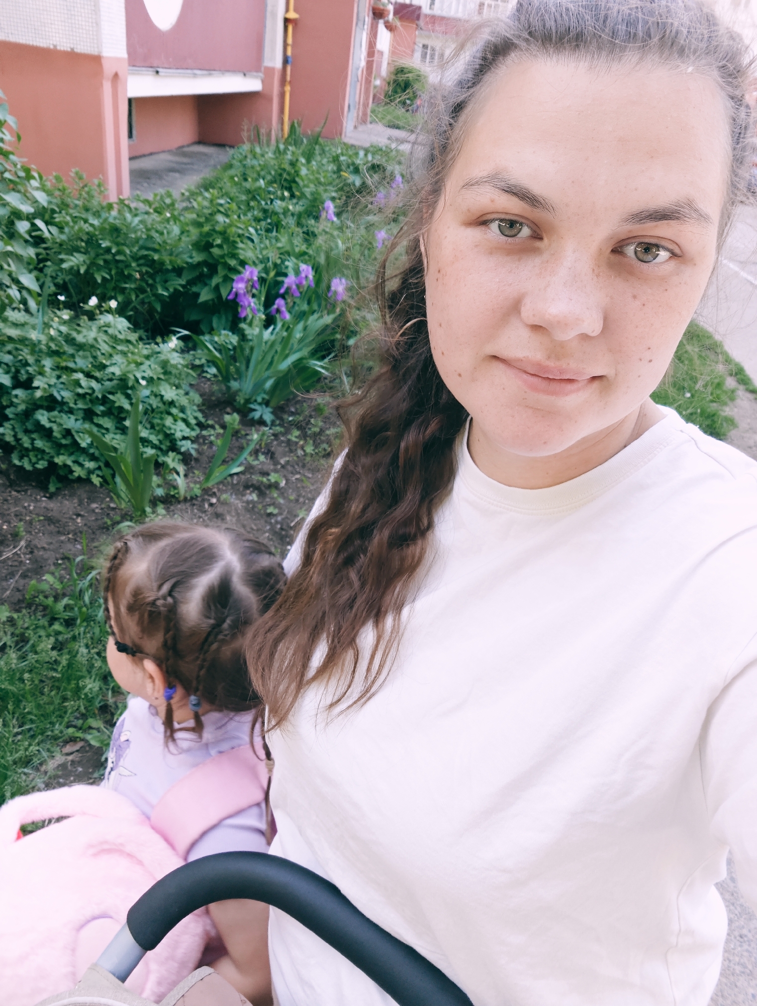 Family enjoys morning playground time in Chaikovsky, Russia