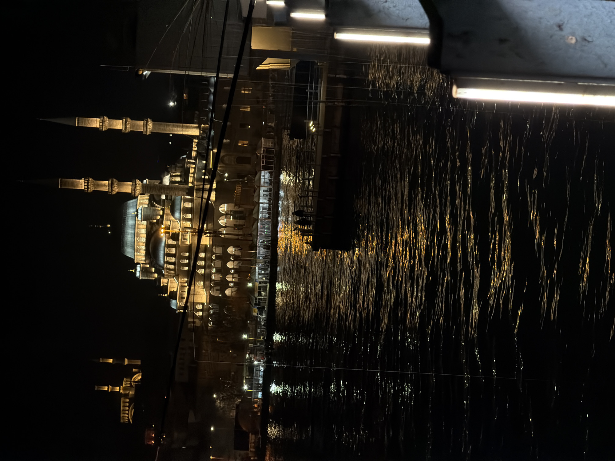 Istanbul mosques illuminated at night in Beyoğlu district