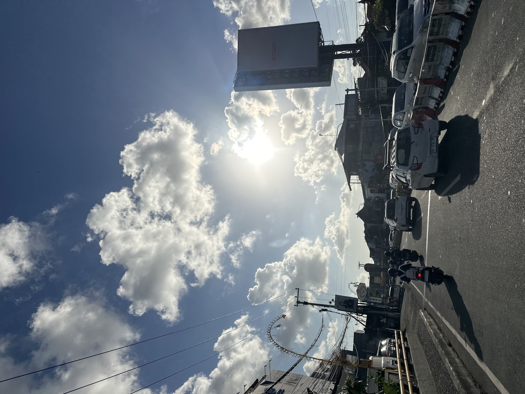 Midday traffic jam on a busy Denpasar street