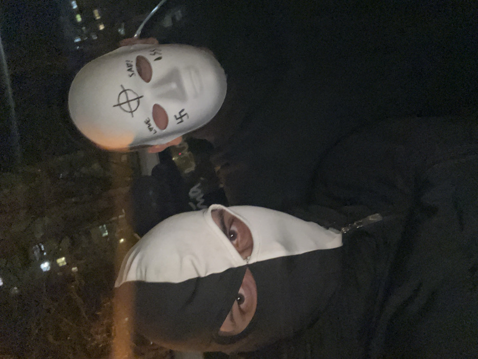 Masked individuals photographed across Plovdiv during evening hours