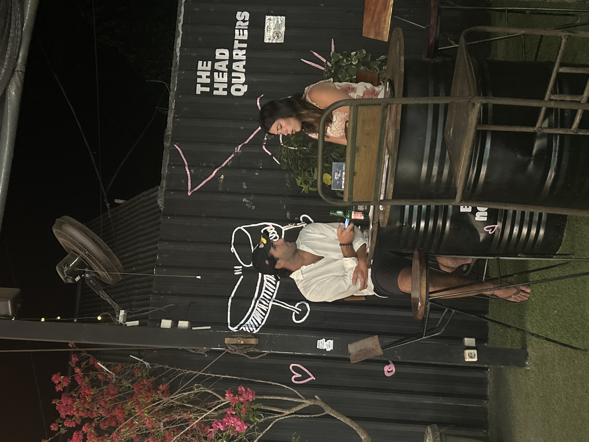 Night at The HQ Bar, Kuta — soccer, string lights, street vibes