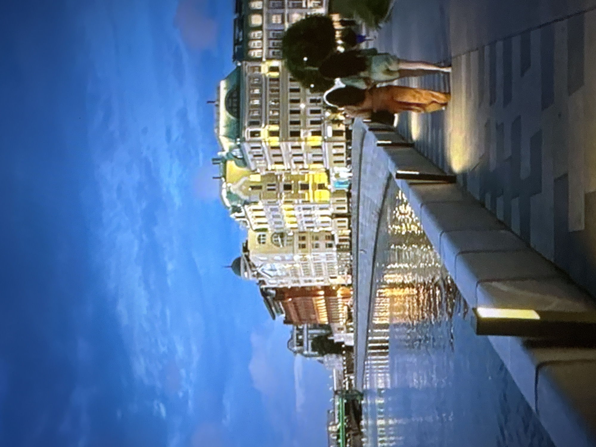 Evening stroll along Pori's waterfront promenade at dusk