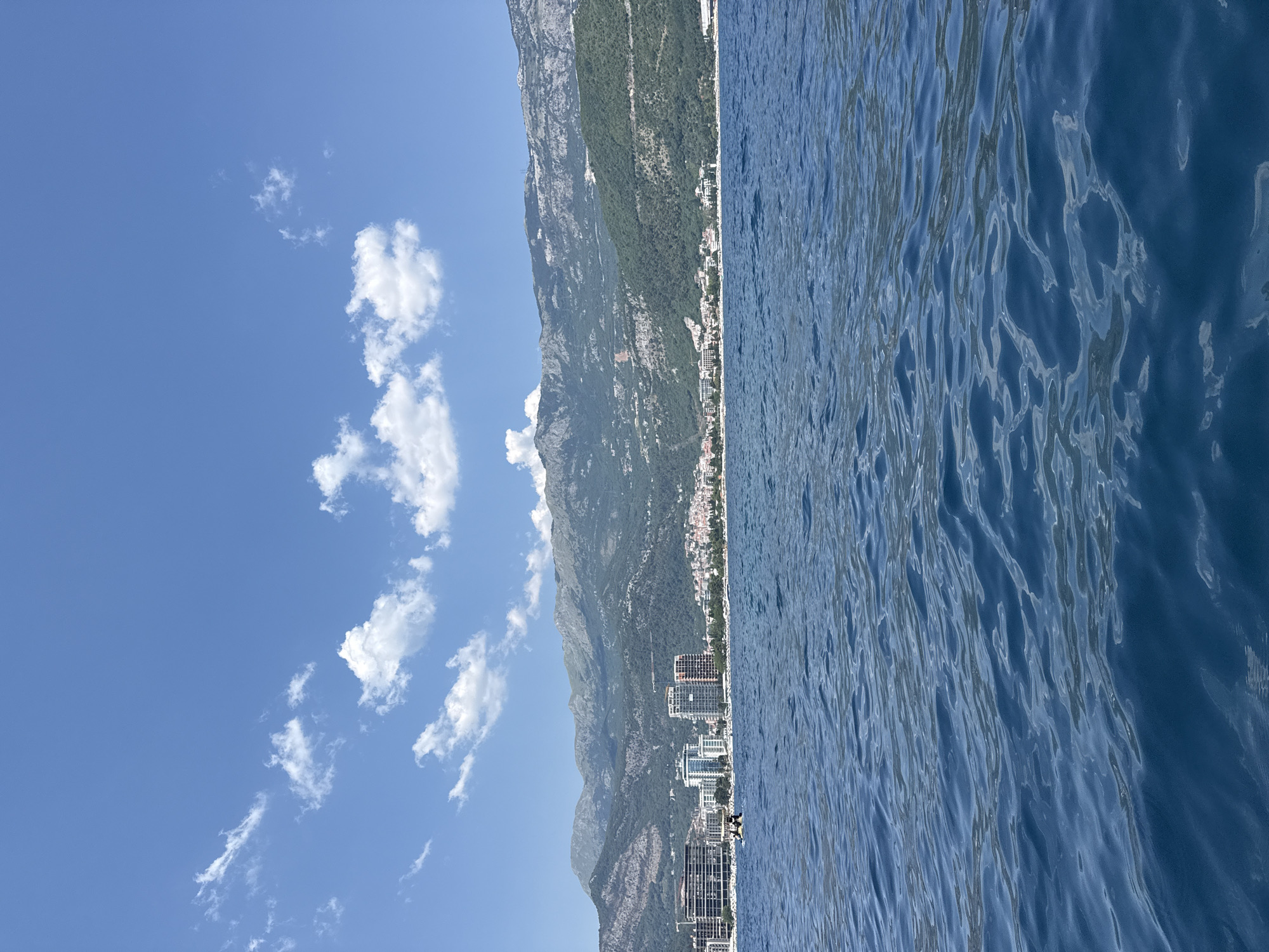 Paddleboarding and coastal views off Budva, Montenegro