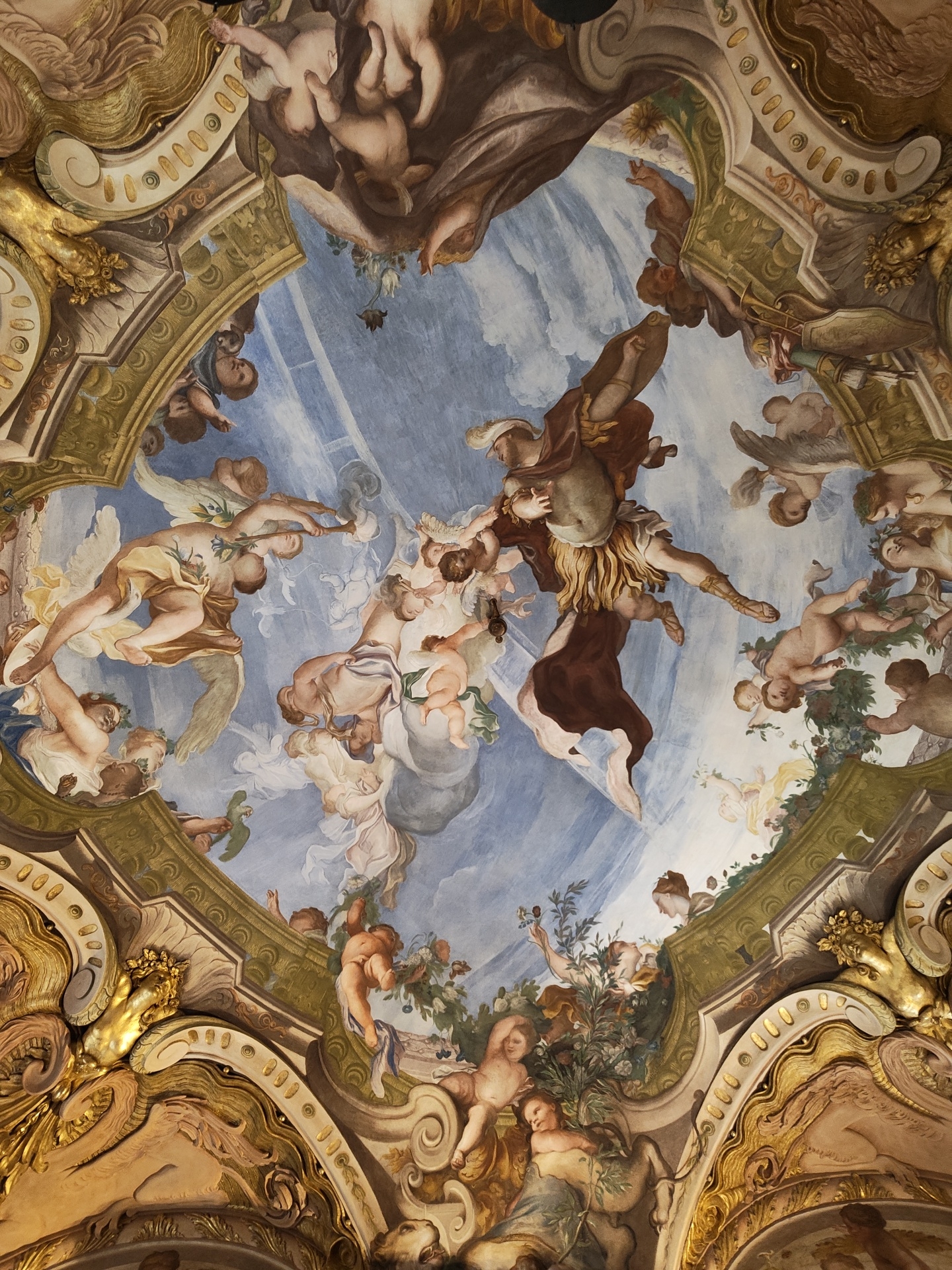 Tourist documents Renaissance palace interiors in Genoa, Italy