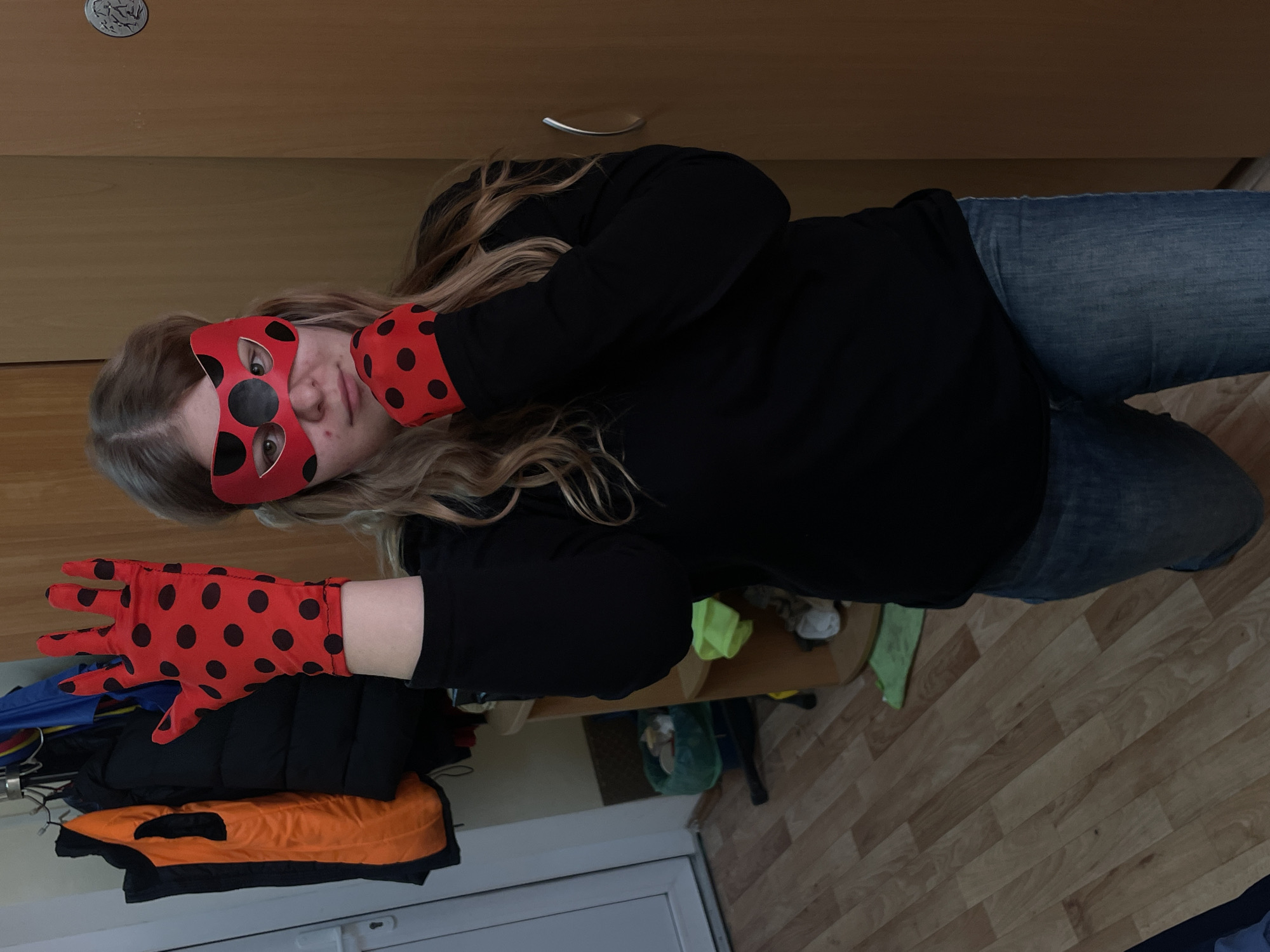 Ladybug cosplayer spotted in Saint Petersburg morning hours