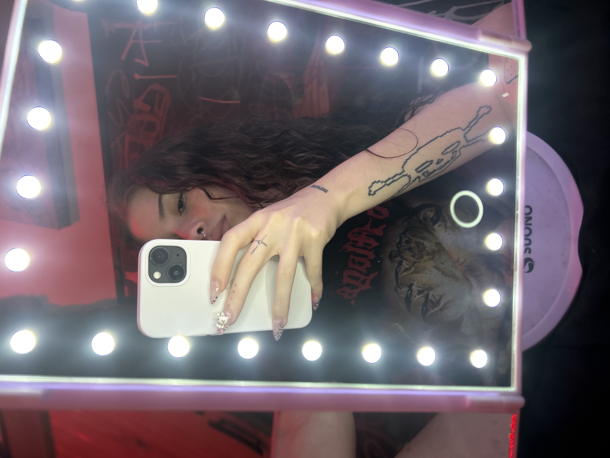 Person takes selfies in LED mirror in Buenos Aires