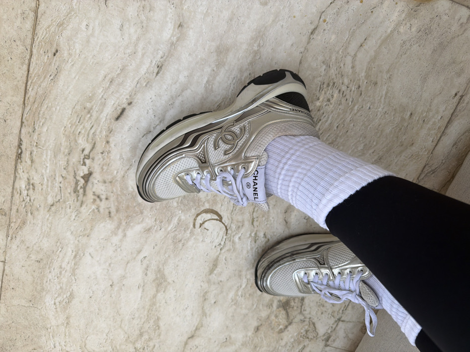 Person in Chanel sneakers spotted at Dubai outdoor lounge
