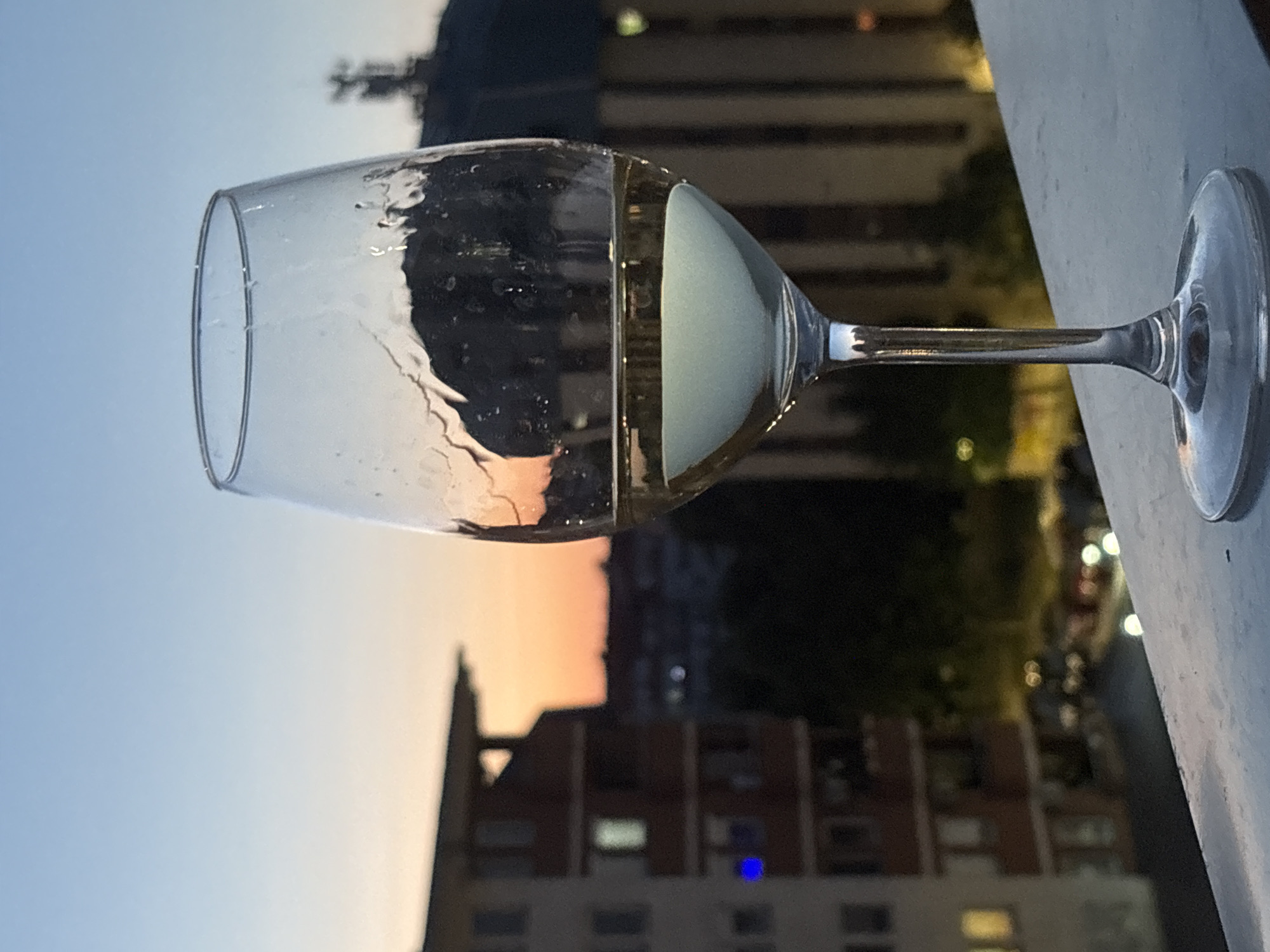 White wine on a railing at golden hour, Kragujevac